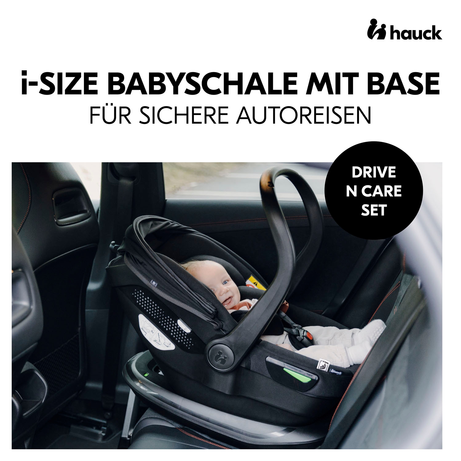 Hauck Babyschale »Drive N Care«, Klasse 0+ (bis 13 kg), (Set, 2 tlg.), inklusive Base und Neugeborenen-Einlage