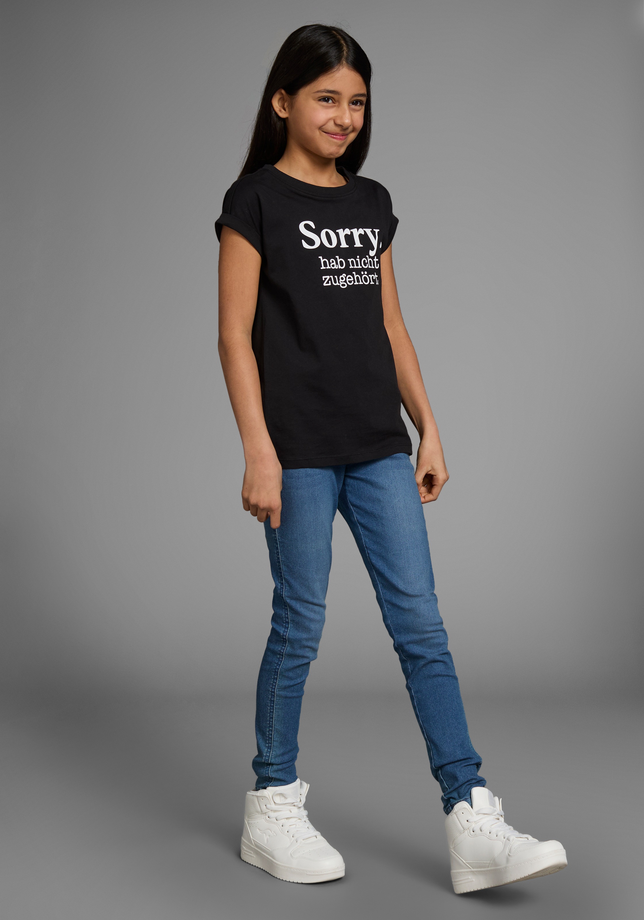 KIDSWORLD T-Shirt »Sorry. hab nicht zugehört.«, Kurzarm, bedruckt, Rundhalsausschnitt, aus Baumwolle
