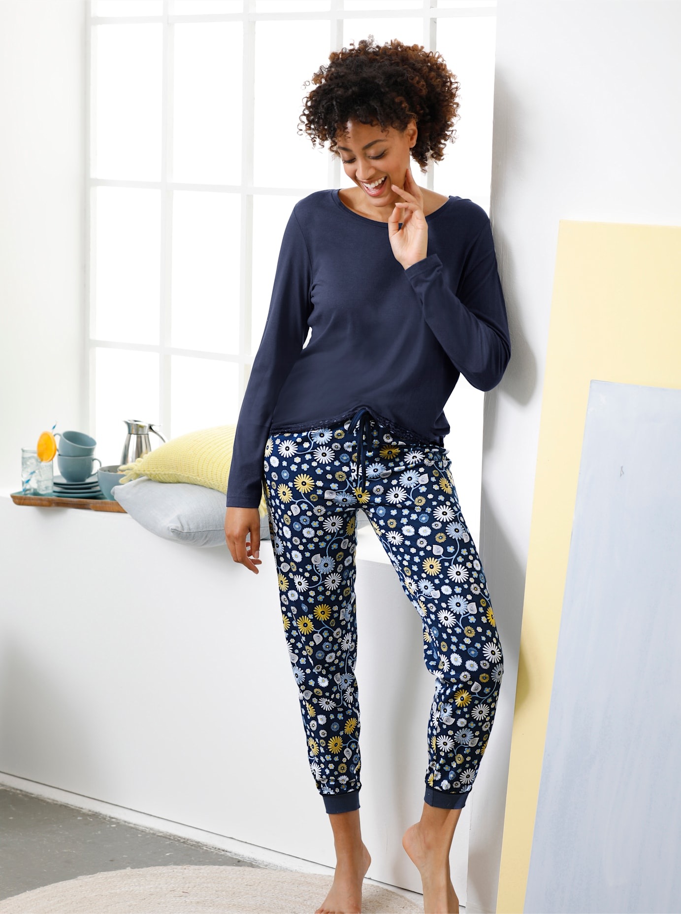 Wäschepur Damen Pyjamaoberteil »Schlafanzug-Shirt« 1 Stk. tlg. in blau, Größe 44/46