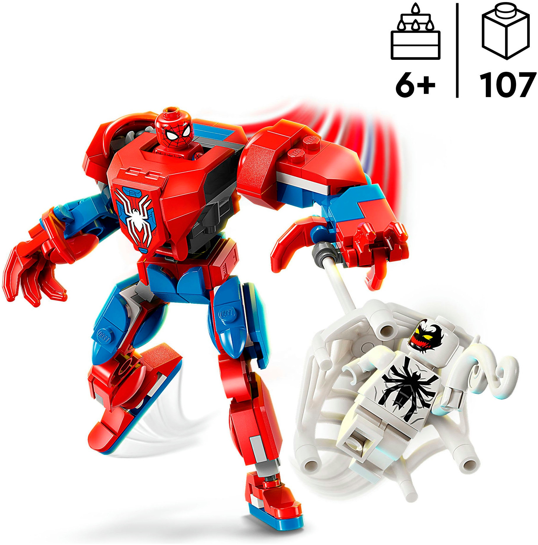 LEGO® Konstruktionsspielsteine »Spider-Man Mech vs. Anti-Venom (76308), LEGO Super Heroes«, (107 St.), Made in Europe