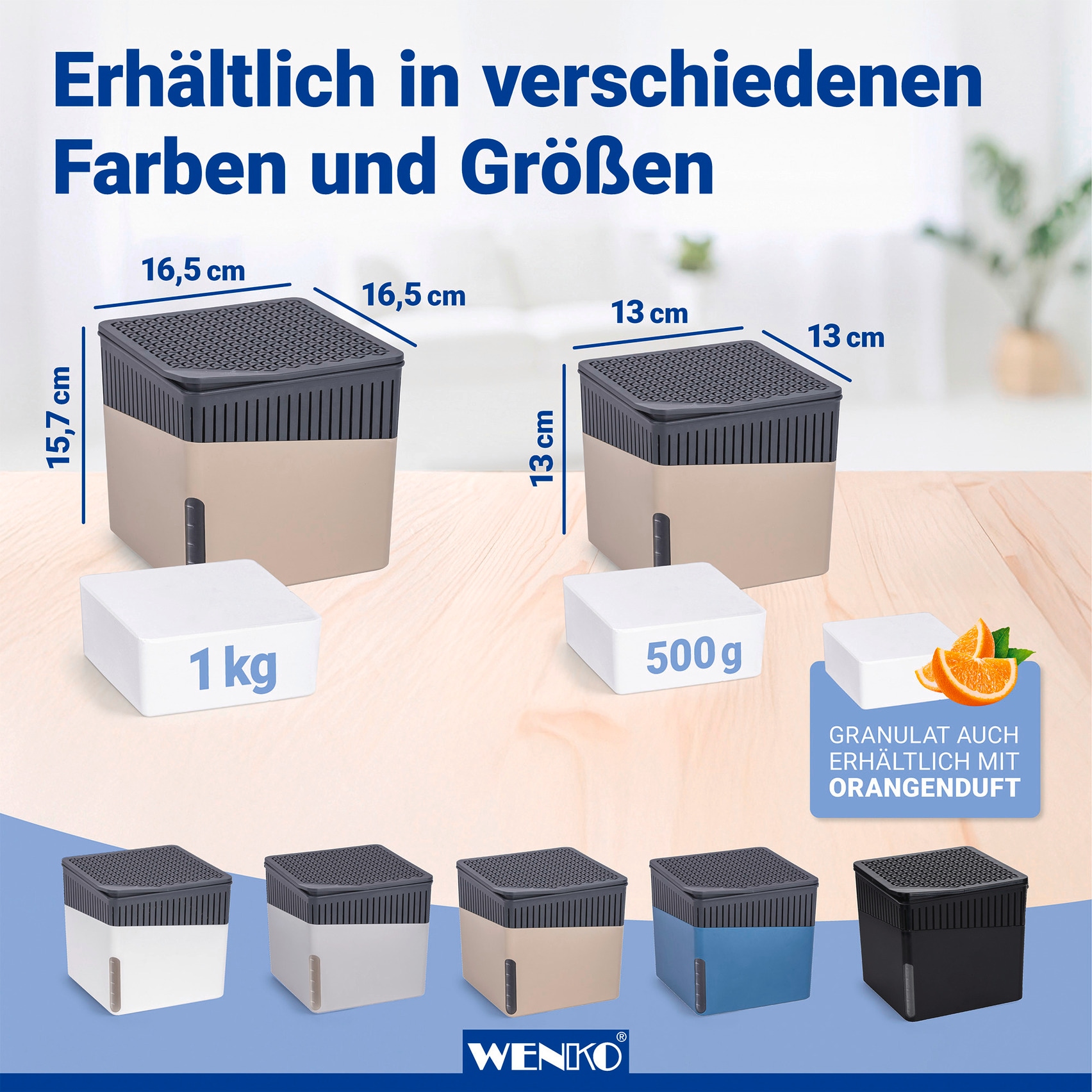 WENKO Luftentfeuchter »Modell Cube« für 80 m³ Räume Tank 1,6 l mit 2 x 1000 g Entfeuchter-Blöcken, für Räume bis 80 m³