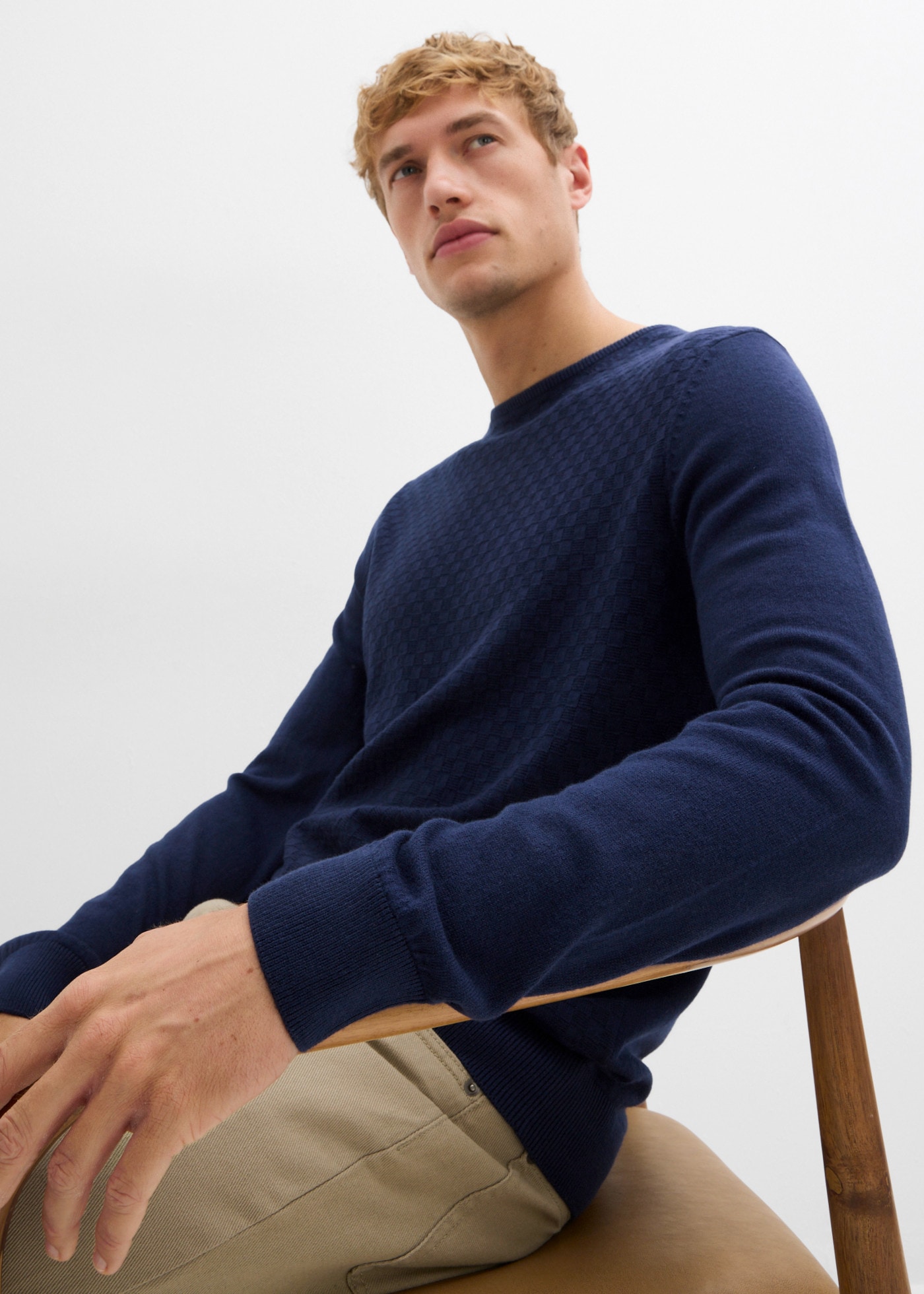 bonprix Strickpullover Regular Fit, aus Baumwolle und Wolle, eleganter Stil