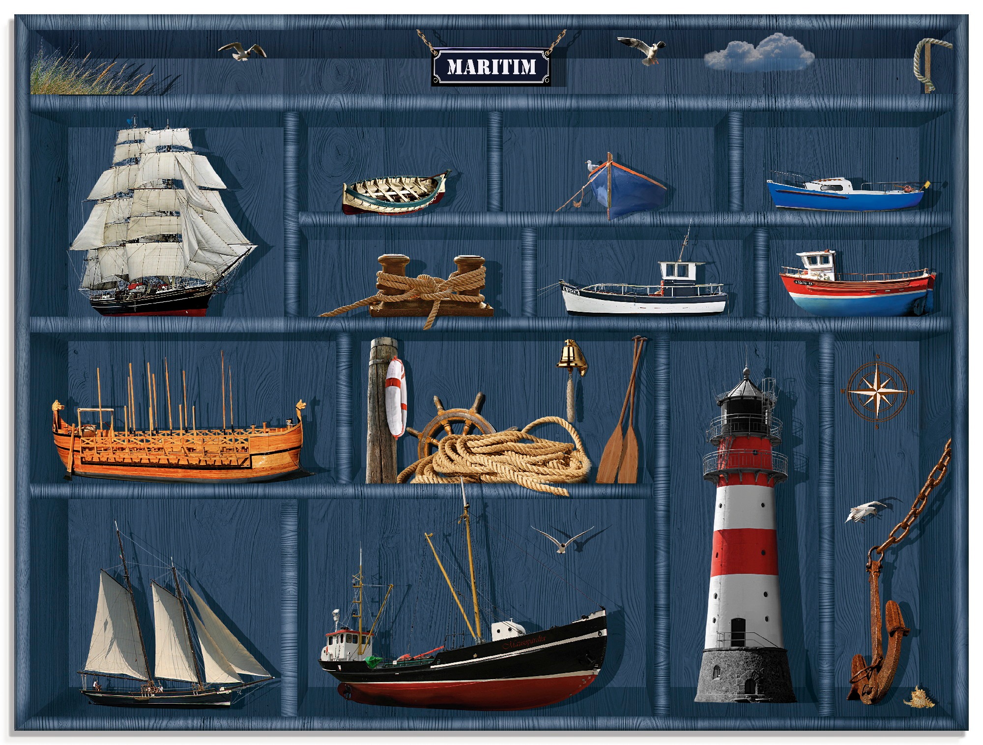 Artland Glasbild »Der maritime Setzkasten«, Arrangements, (1 St.)