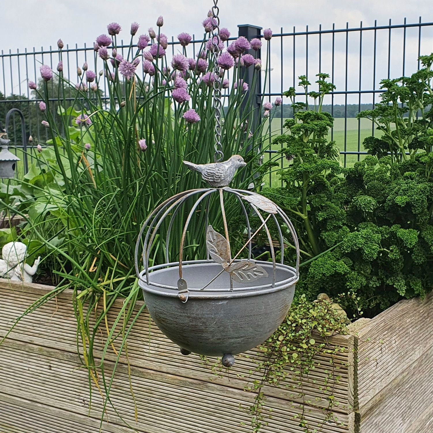 Ambiente Haus Vogeltränke »Vogelbad zum hängen aus Metall - Käfig«, (1 St.)