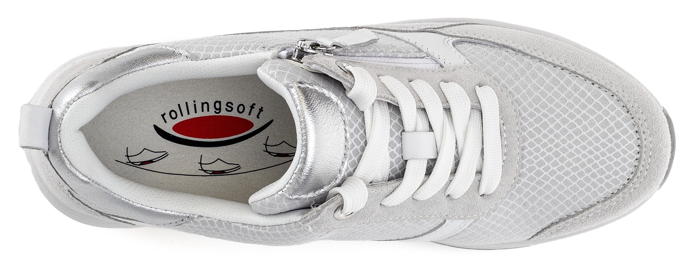 Gabor Rollingsoft Keilsneaker, Freizeitschuh, Halbschuh, Schnürschuh mit Wechselfußbett