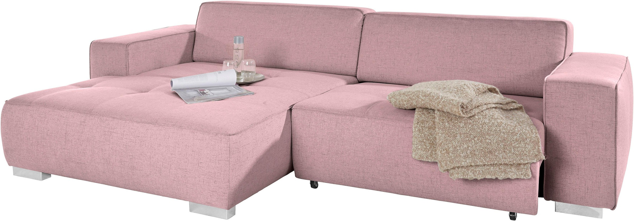 INOSIGN Ecksofa »Sapporo L-Form«, wahlweise Bettfunktion oder Sitztiefenverstellung, Federkern