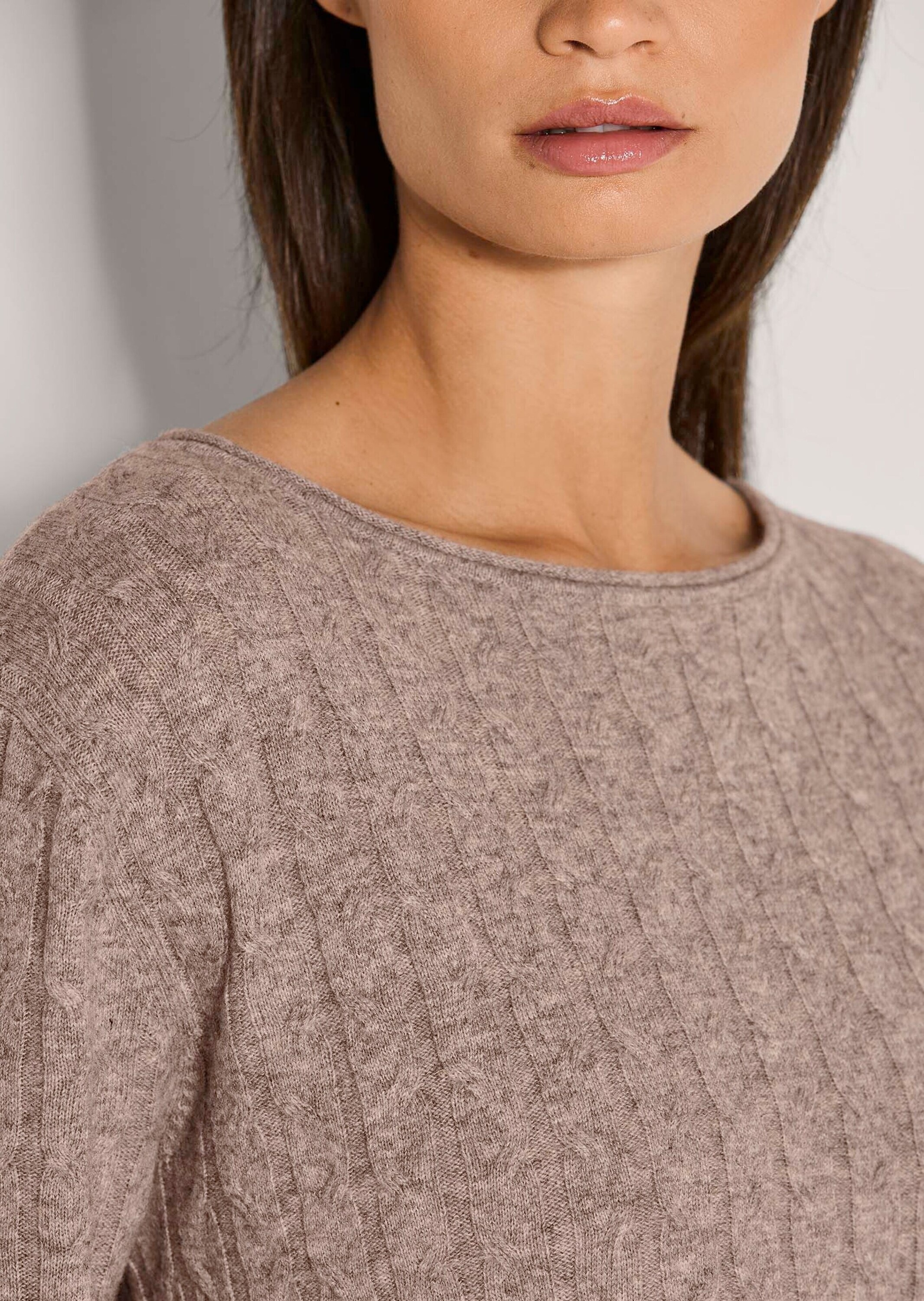 MADELEINE Longpullover »Strickpullover Eleganter Wollpullover mit Zopfmuster« Allover-Zopfmuster