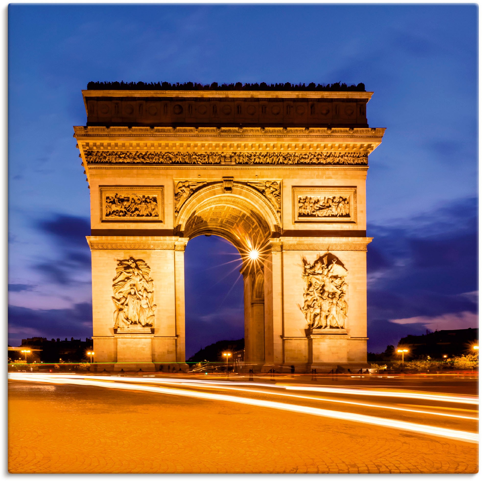 als OTTO versch. »Paris Wandaufkleber Gebäude, (1 bei Größen Poster Leinwandbild, St.), Wandbild Abend«, in oder kaufen Triumphbogen Artland Alubild, am