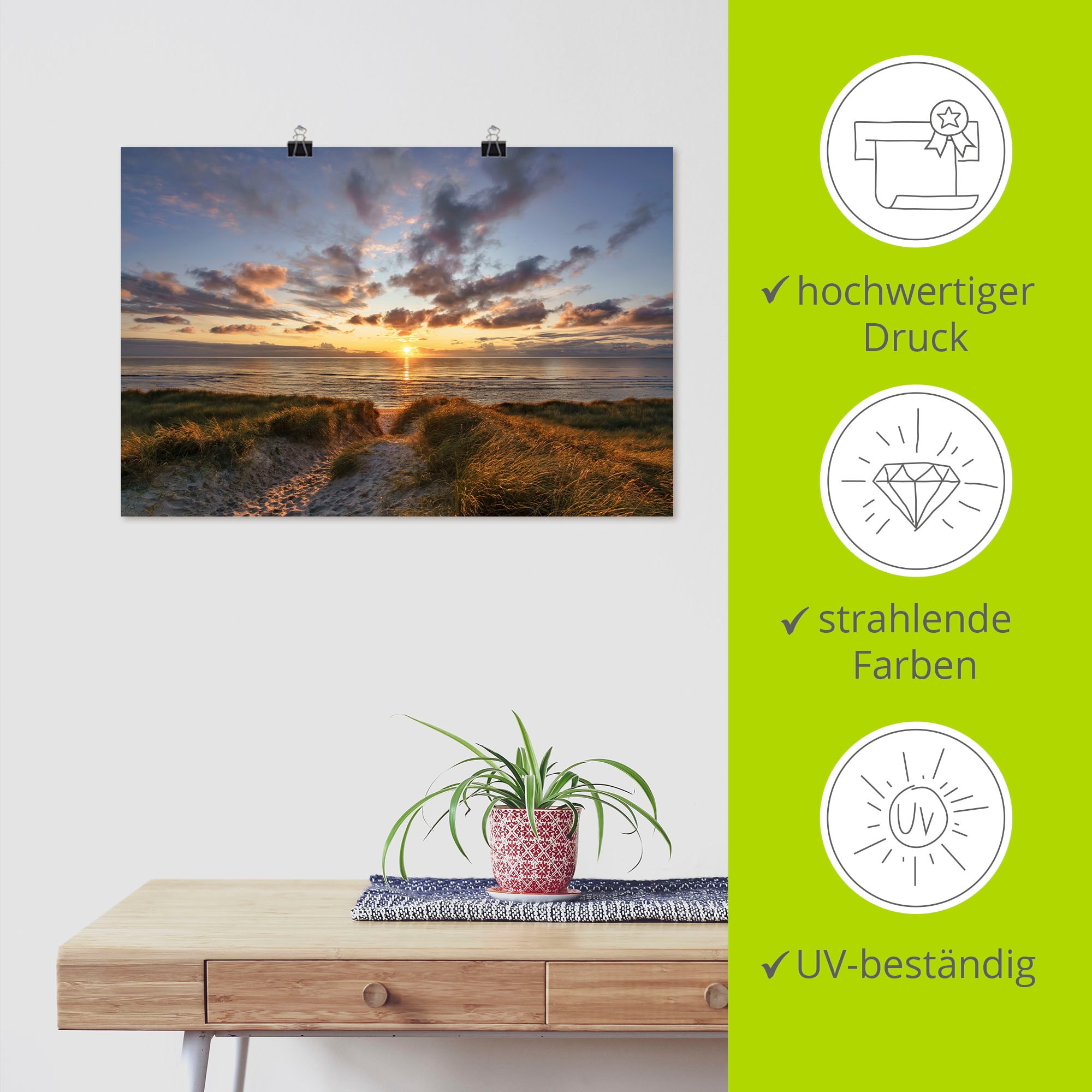 Artland Wandbild »Sonnenuntergang auf Sylt«, Bilder vom Sonnenuntergang & -aufgang, (1 St.), als Leinwandbild, Poster in verschied. Größen