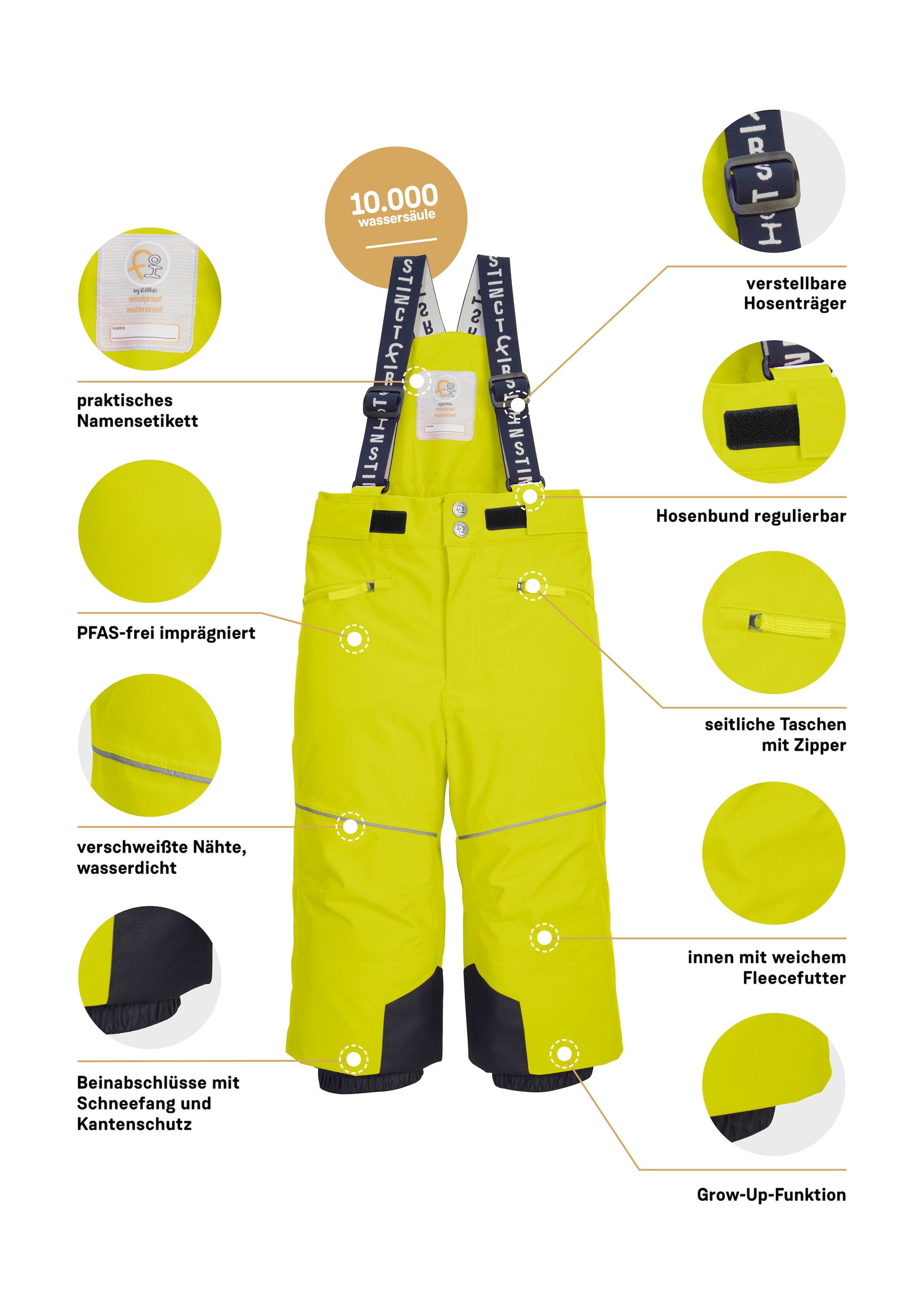 first instinct by killtec Skihose »FISW 48 MNS SKI PNTS«, Wasser- und winddichte Schneehose mit Grow-Up-Funktion und PFAs-frei