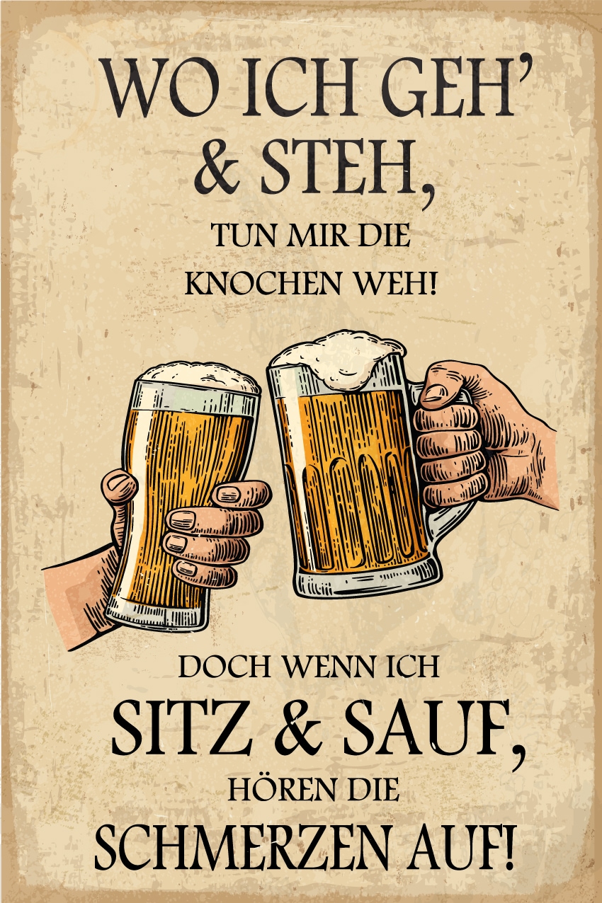 queence Alu-Dibond-Druck »Bier«, Getränke-Sprüche-Sprüche & Texte, Bier, Sprüche, Werkstatt, Schild