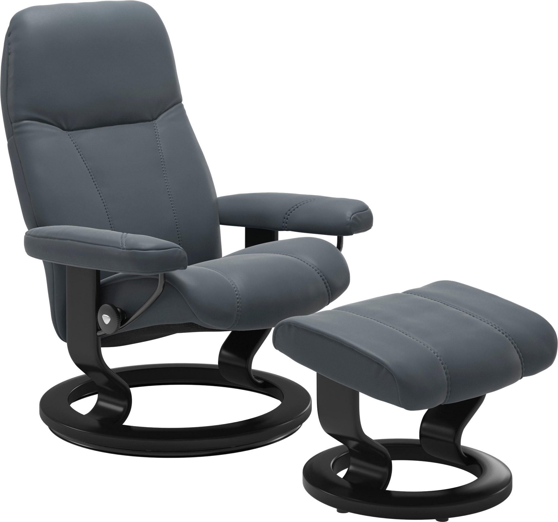 Stressless® Relaxsessel »Consul«, (Set, Relaxsessel mit Hocker), mit Hocker, mit Classic Base, Größe S, Gestell Schwarz