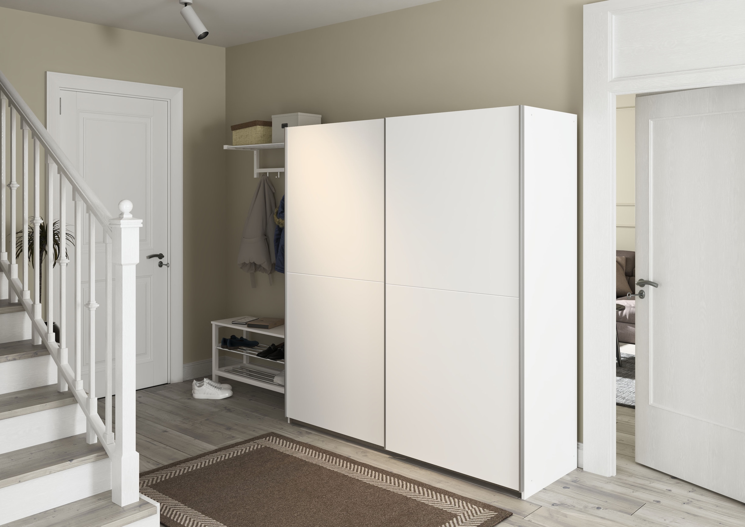 rauch Schwebetürenschrank »Kleiderschrank Schrank Garderobe SATURN mit 3 Ausstattungsvarianten« 3 verschiedene Ausstattungsvarianten Griffe aus Metall MADE IN GERMANY