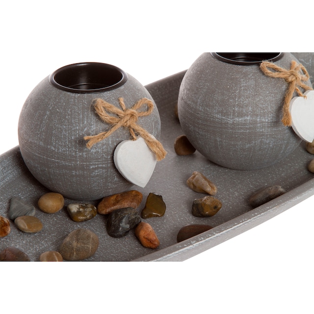 Myflair Möbel & Accessoires Teelichthalter mit Tablett »Teresa, grau«,  Wohnzimmer bestellen online bei OTTO