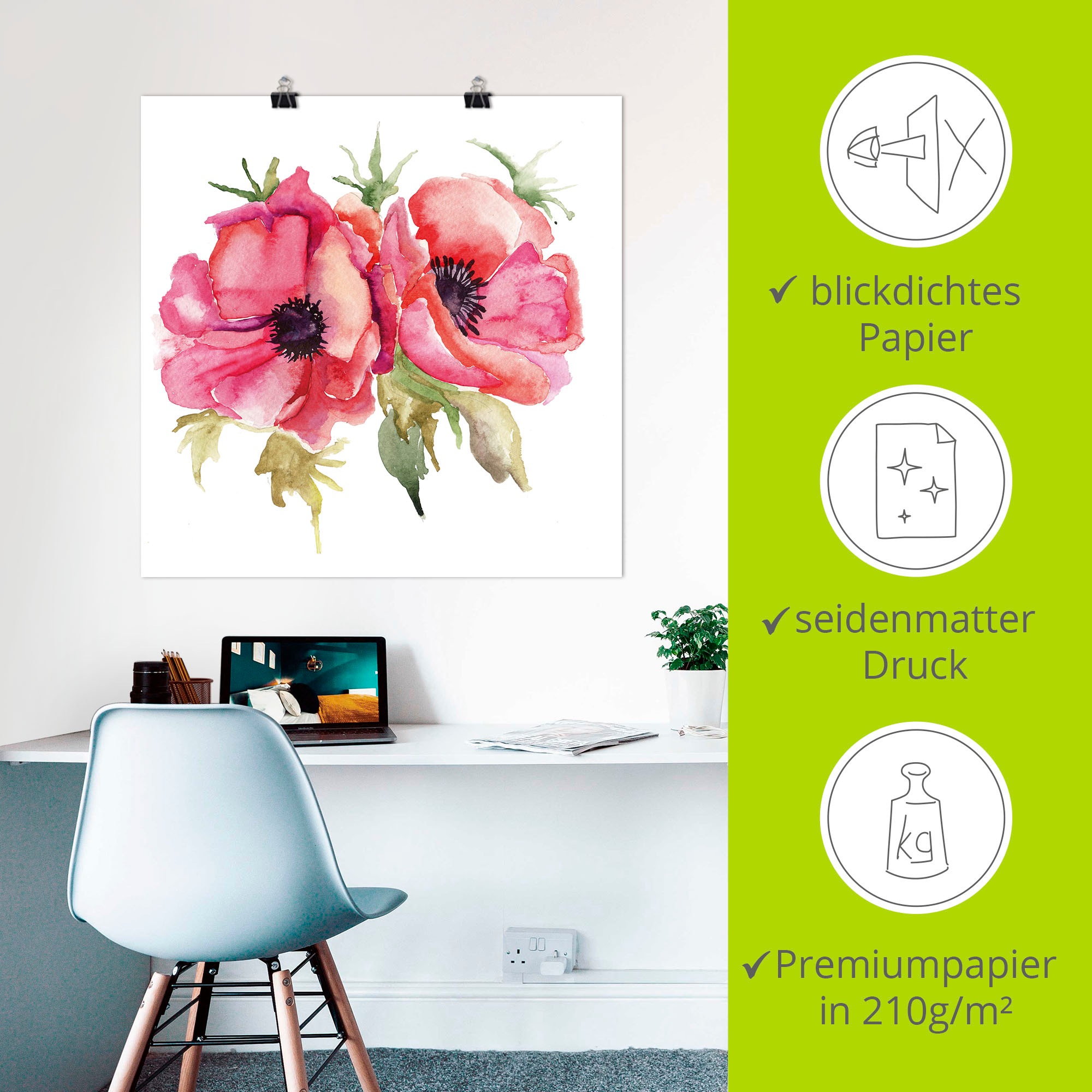Artland Wandbild »Mohnblumen«, Blumen, (1 St.), als Alubild, Outdoorbild, Leinwandbild, Poster, Wandaufkleber