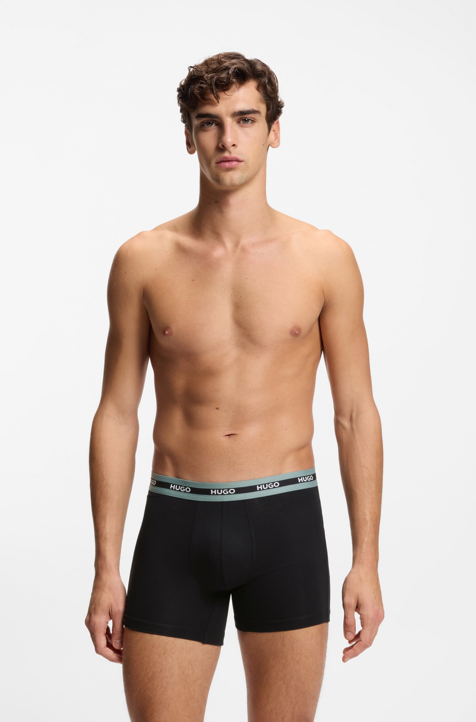 HUGO Underwear Trunk »BOXERBR TRIPL PLANET« kontrastfarbener Bund mit Logo