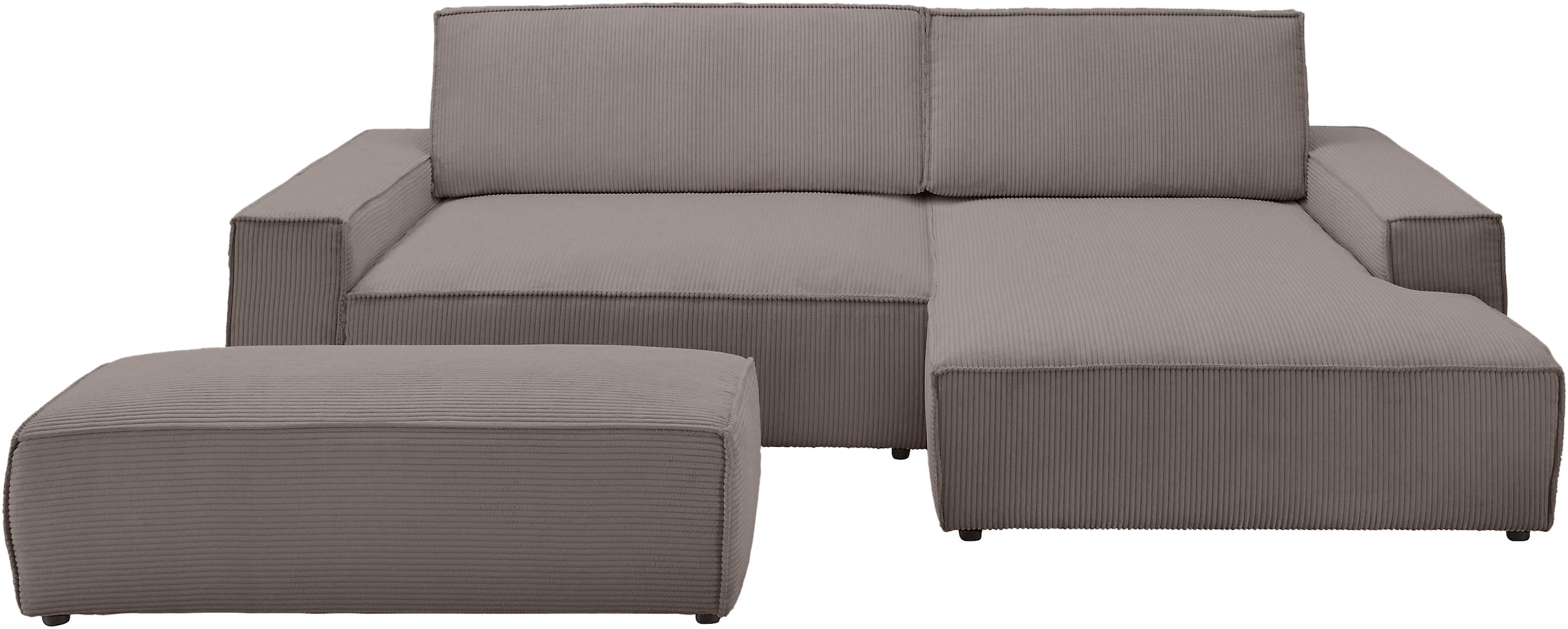 Home affaire Polsterecke »NEU: SHERWOOD XXL tief, L-Form mit Schlaffunktion, Big-Sofa mit Hocker«, (Set, 2 St.), stellbar zum Schlafsofa (Krokodilverbinder), Cord, Leinenoptik
