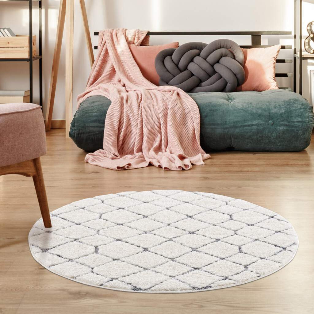 Carpet City Hochflor-Teppich »Focus 4499«, rund, besonders weich, Rauten-Optik, 3D-Effekt