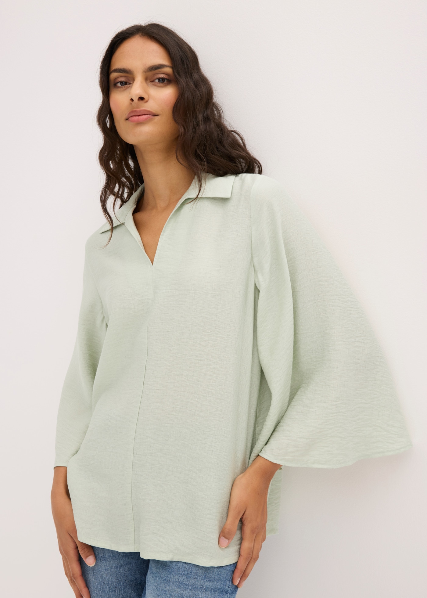 bonprix Tunika fließende Tunikabluse, Loose Fit, mit 7/8-Ärmeln