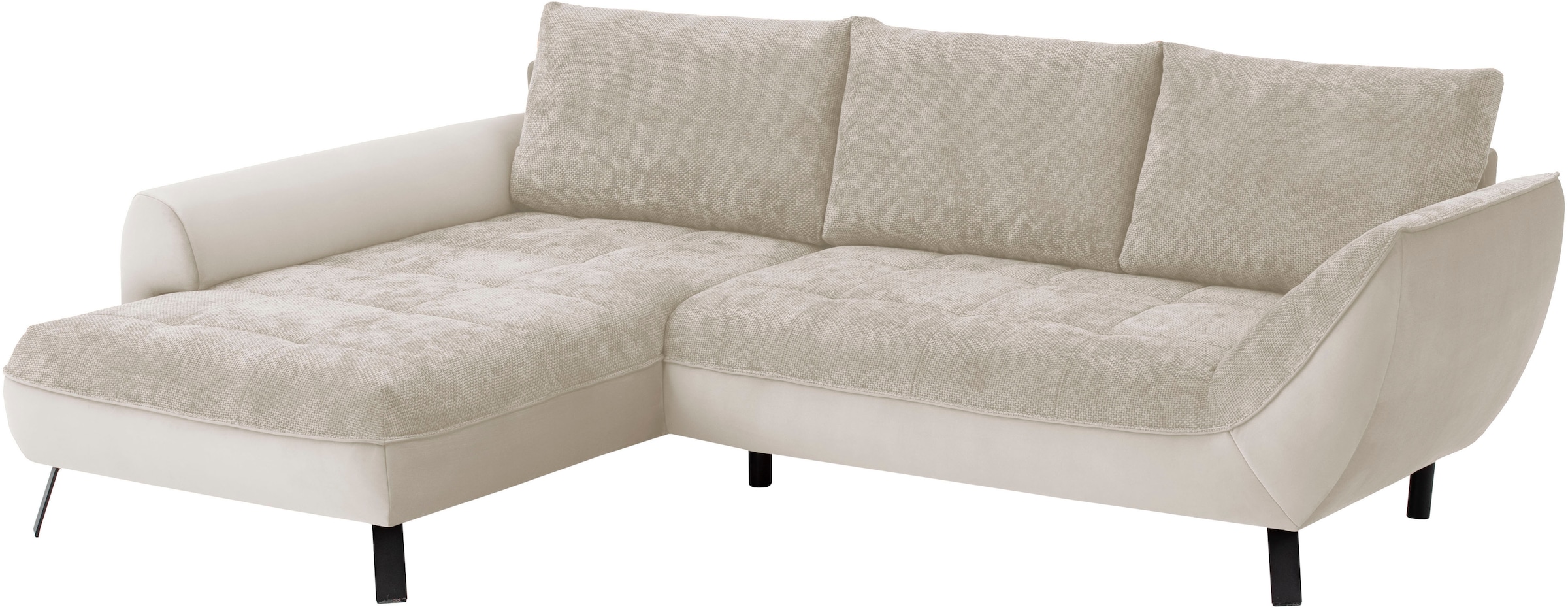 exxpo - sofa fashion Ecksofa »Bellinii, Materialmix, Strukturbezug und pflegeleichter Microvelours«, bequem und modern, Materialmix, L-Form