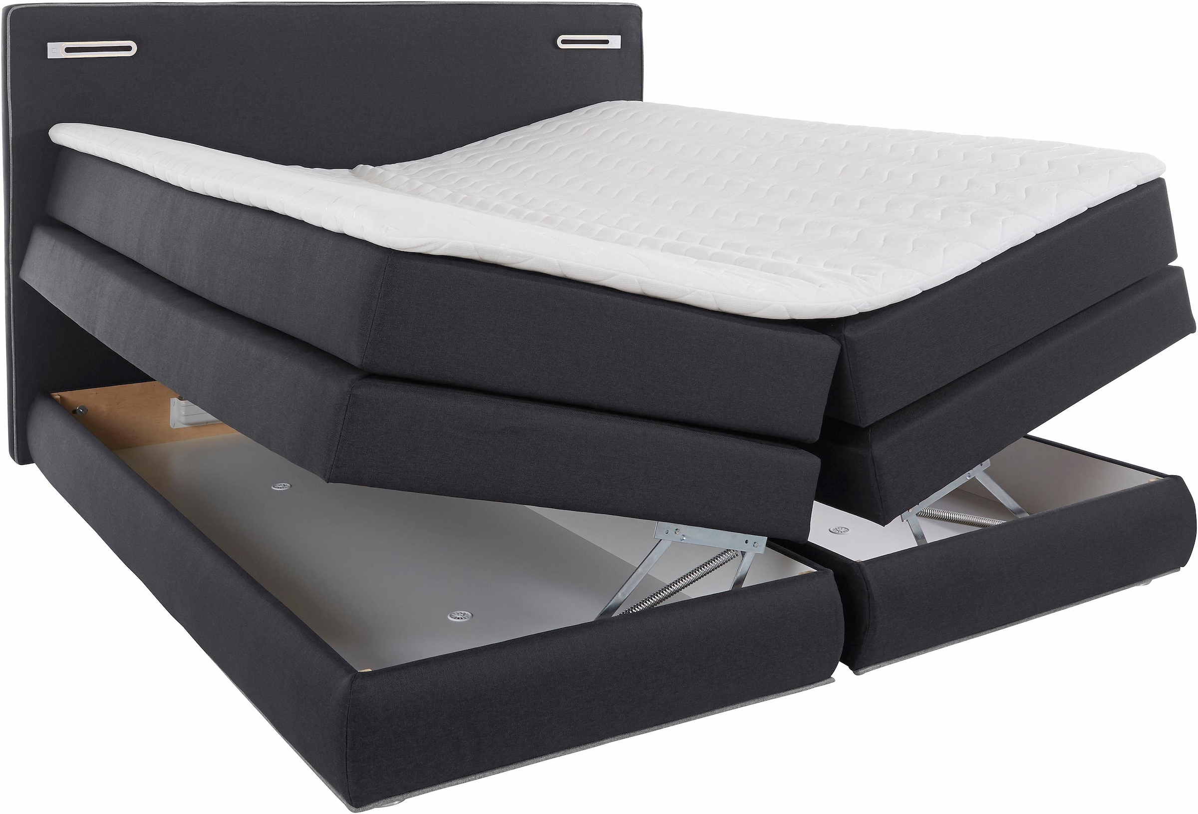 COLLECTION AB Boxspringbett »Ninoni«, inkl. Bettkasten, Topper und wahlweise mit LED-Beleuchtung, Liegefläche 180 x 200 cm
