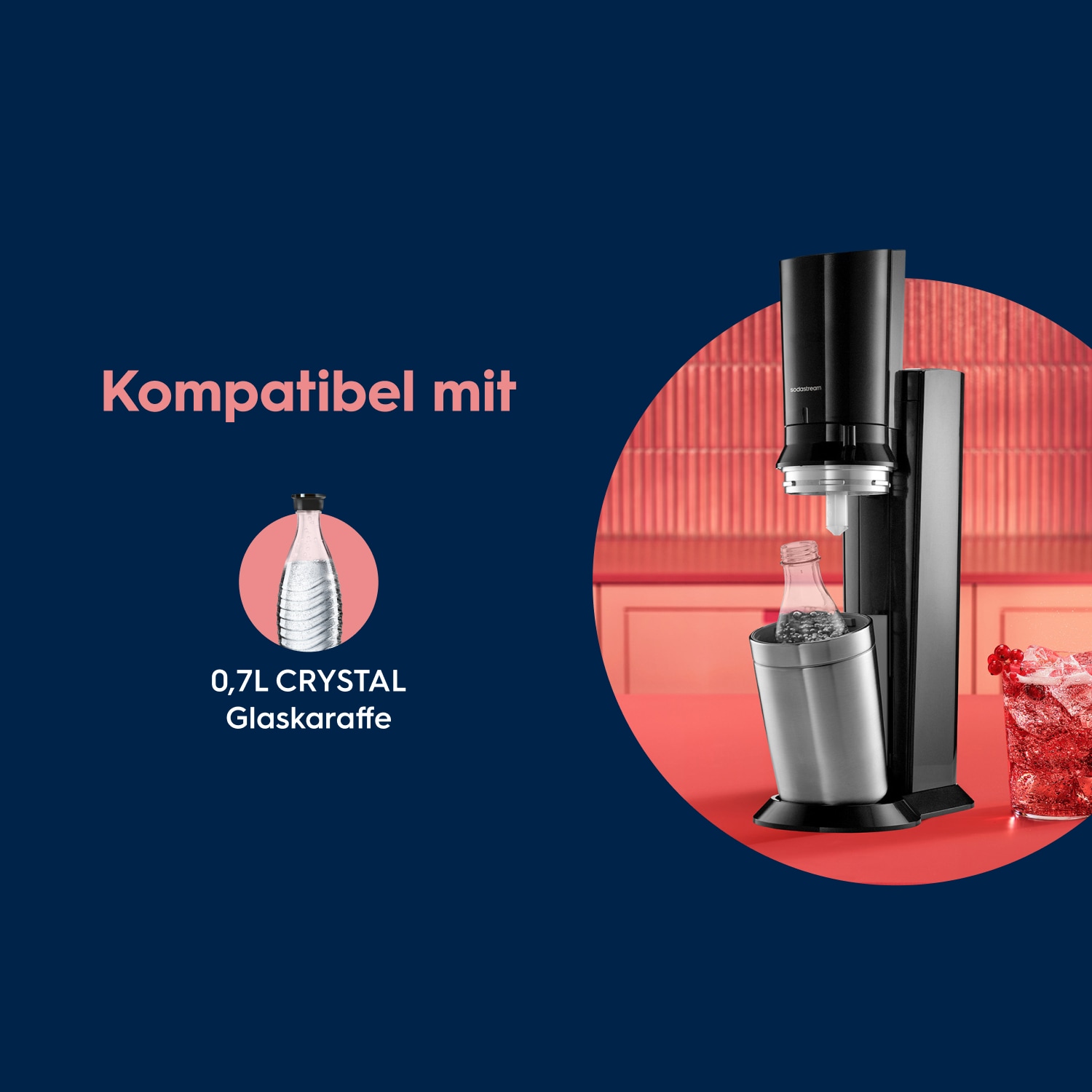 SodaStream Wassersprudler »CRYSTAL 3.0 Wassersprudler titan, Standard Pack« Hochwertige Glaskaraffe