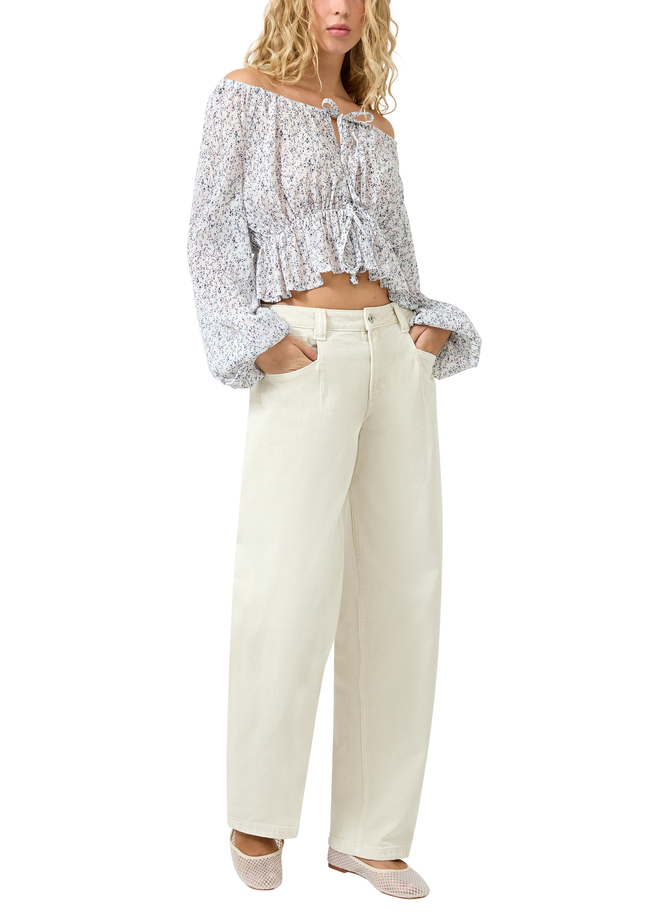 QS Langarmbluse mit Minimal-Print