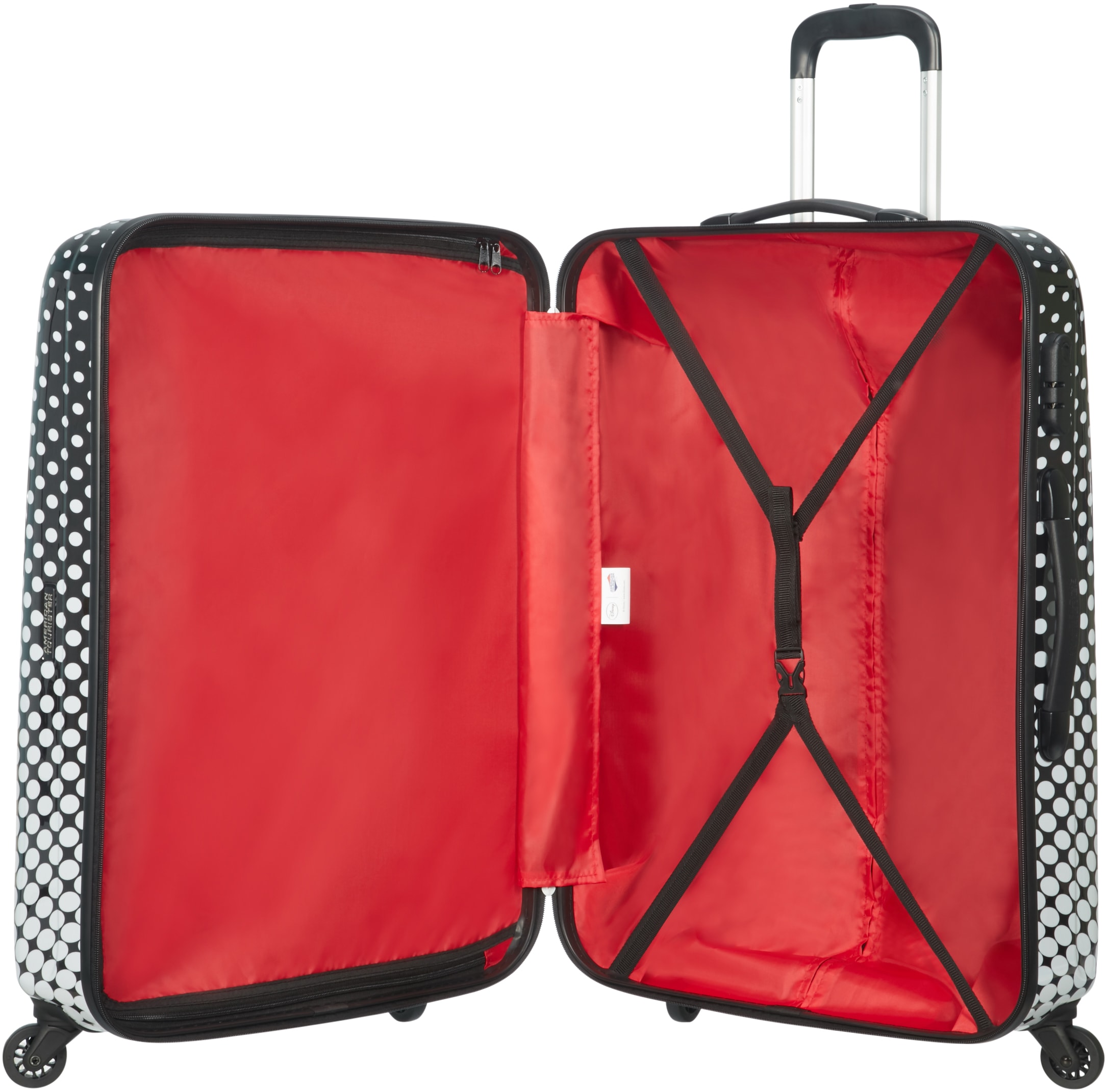 American Tourister® Hartschalen-Trolley »Disney Legends, Minnie Mouse Polka Dots, 75 cm«, 4 Rollen, Kinder Reisegepäck Koffer groß TSA-Zahlenschloss