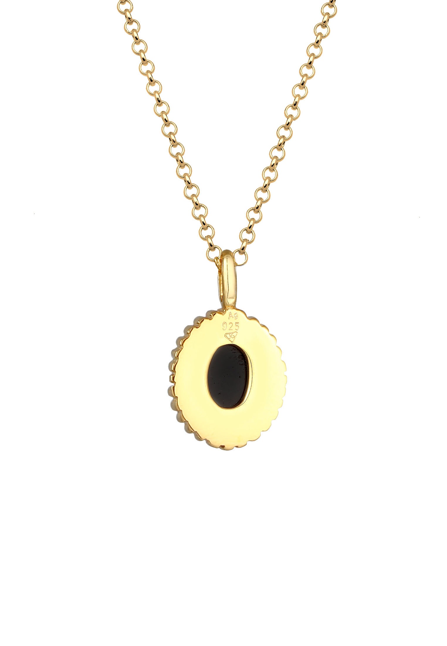 Elli Premium Kette mit Anhänger »Halskette Onyx Oval Vintage 925er Silber«