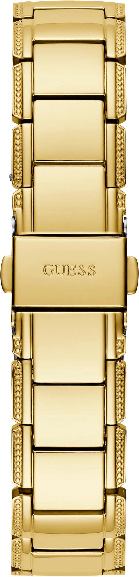 Guess Quarzuhr »LILY«, Armbanduhr, Damenuhr, analog, Kristallsteine, Edelstahlarmband