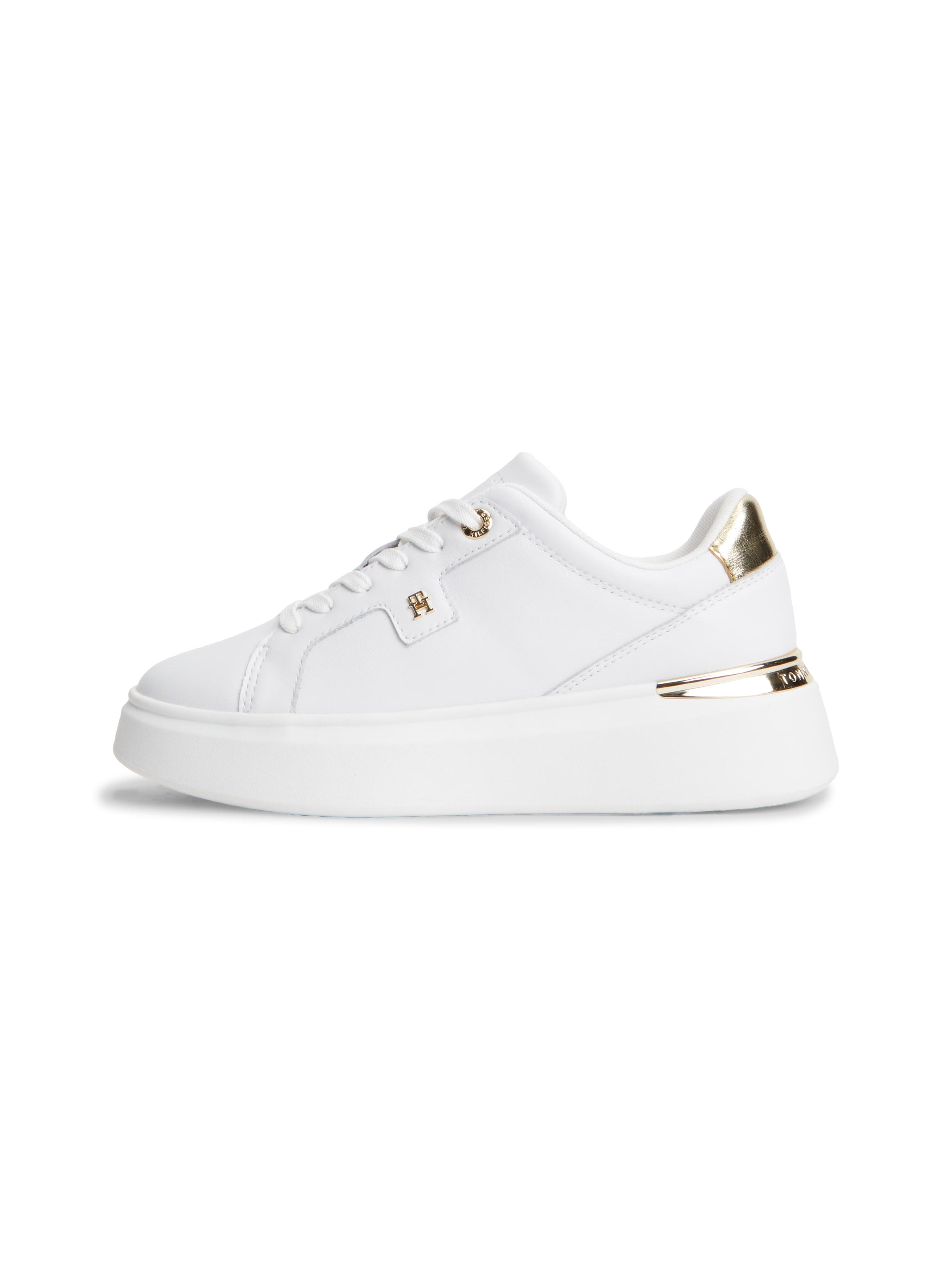 Tommy Hilfiger Plateausneaker »TH PLATFORM CHIC SNEAKER«  Freizeitschuh, Halbschuh, Schnürer mit goldfarbenen Fersen-Details