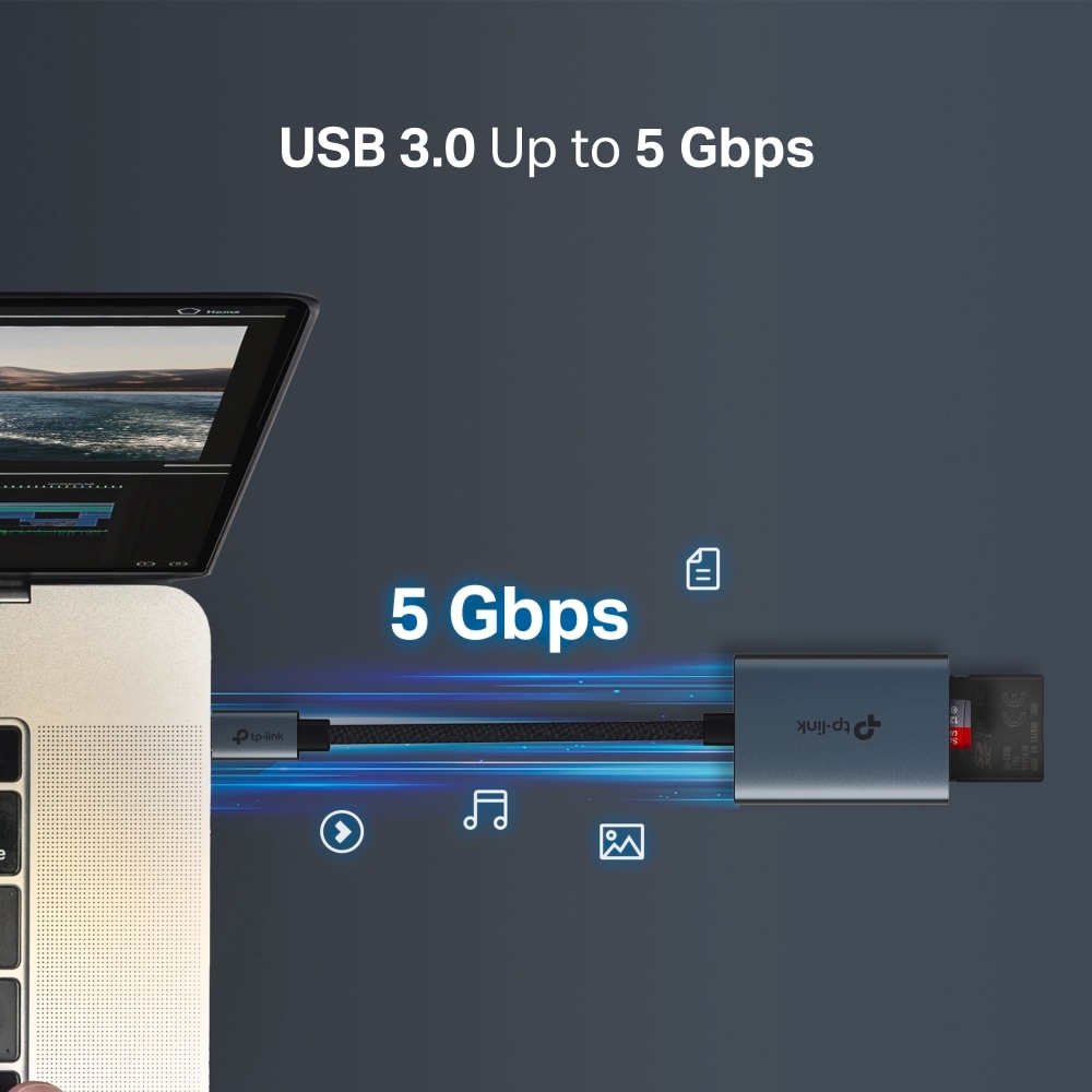 TP-Link USB-Adapter »UA430C USB3.0 Type-C zu SD & microSD 3.0«, USB-C zu MicroSD-Card, 15 cm