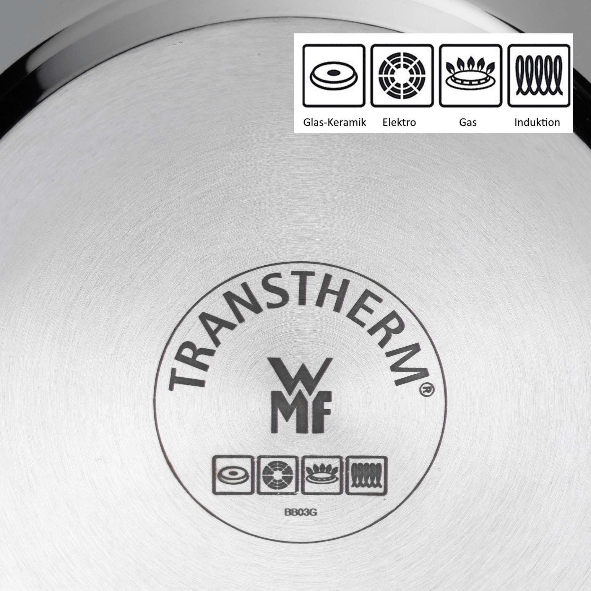 WMF Topf-Set »Inspiration«, Cromargan® Edelstahl Rostfrei 18/10, (Set, 10 tlg., 9-teiliges Topf-Set, 1 Servierpfanne 28 cm), inkl. Servierpfanne Durado, 28 cm, Induktion