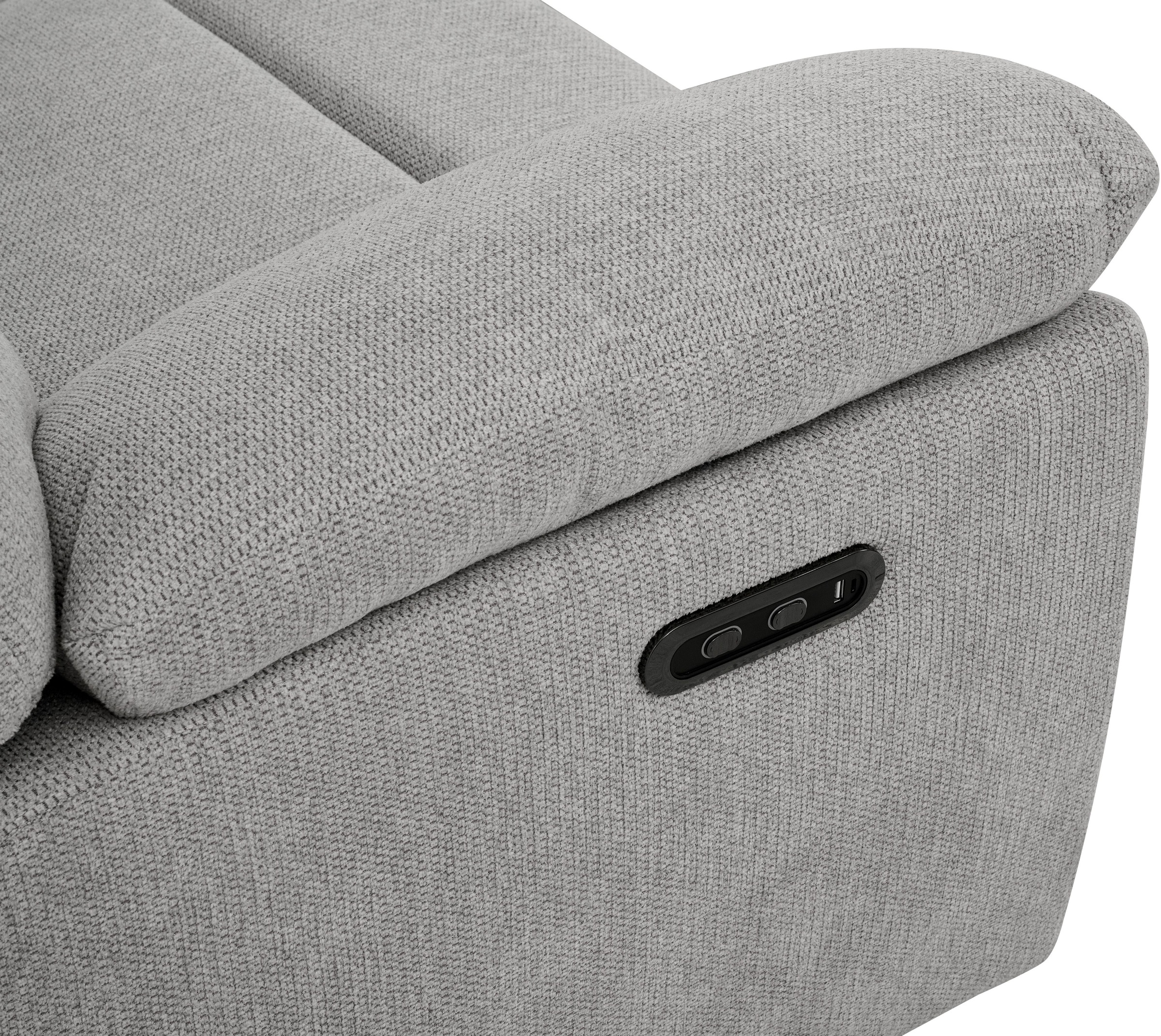 Home affaire Ecksofa »LANNOY, L-Form,  233cm, manuelle u. elektrische Funktion, mit USB A/C,« Liegefunktion 105°-150°, Federkern, Webstoff u. Cord-Bezug
