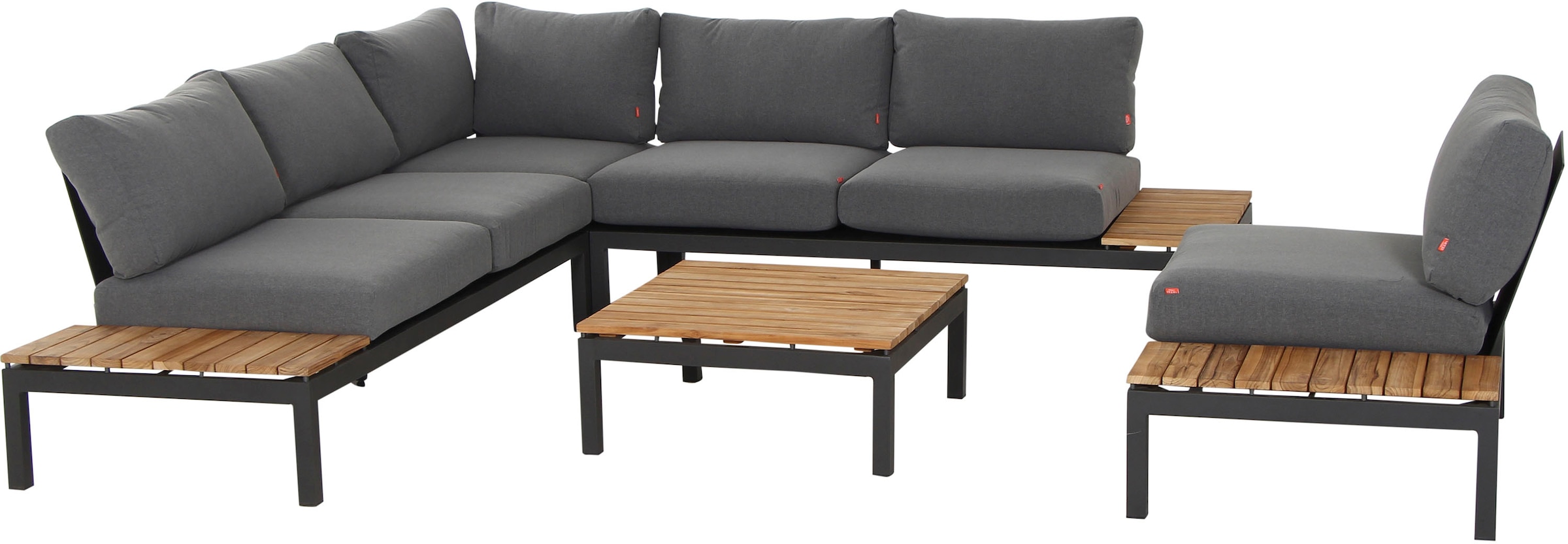 Siena Garden Gartenlounge-Set »Alvida« Set, 15 Stk. tlg. best. aus 2 Sofas, 1 Ecksofa, 1 Tisch und 12 Kissen