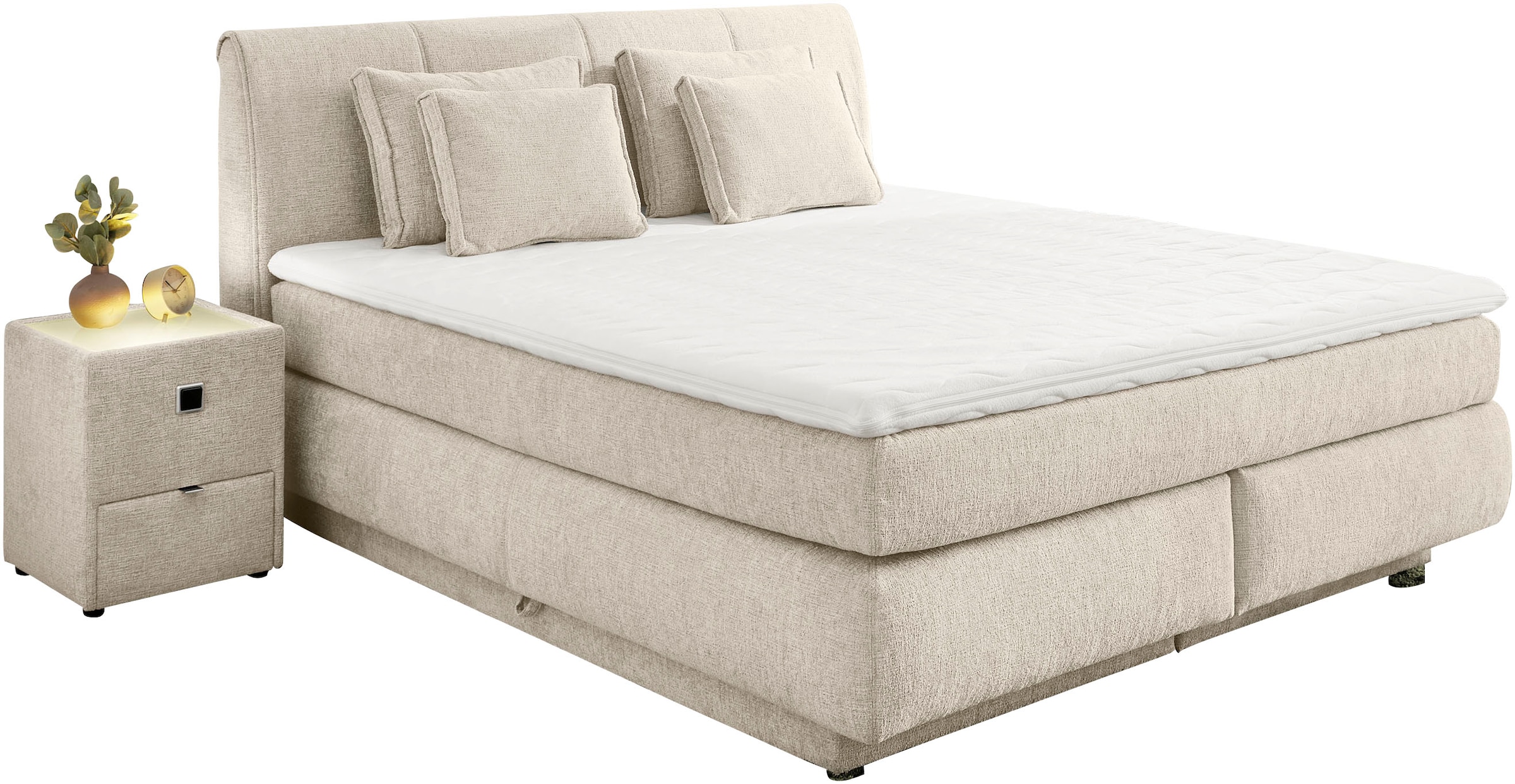 Jockenhöfer Gruppe Boxspringbett »"Carla", OTTOs Choice! Topseller, wahlweise mit oder ohne Bettkasten«, inkl. 4 Kissen, erhältlich in den Breiten 160 & 180cm