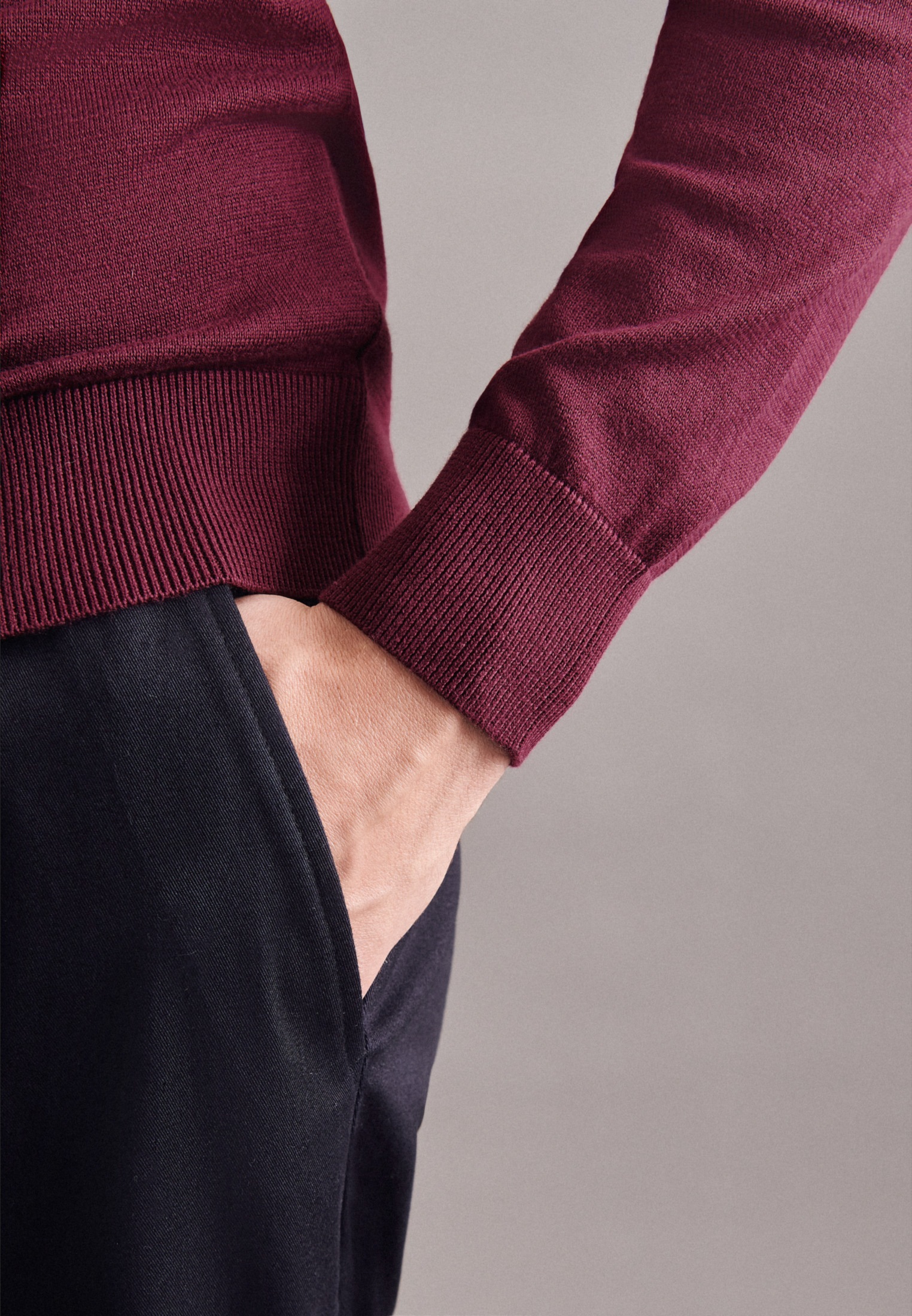seidensticker Strickpullover »Schwarze Rose«, Langarm V-Neck Uni