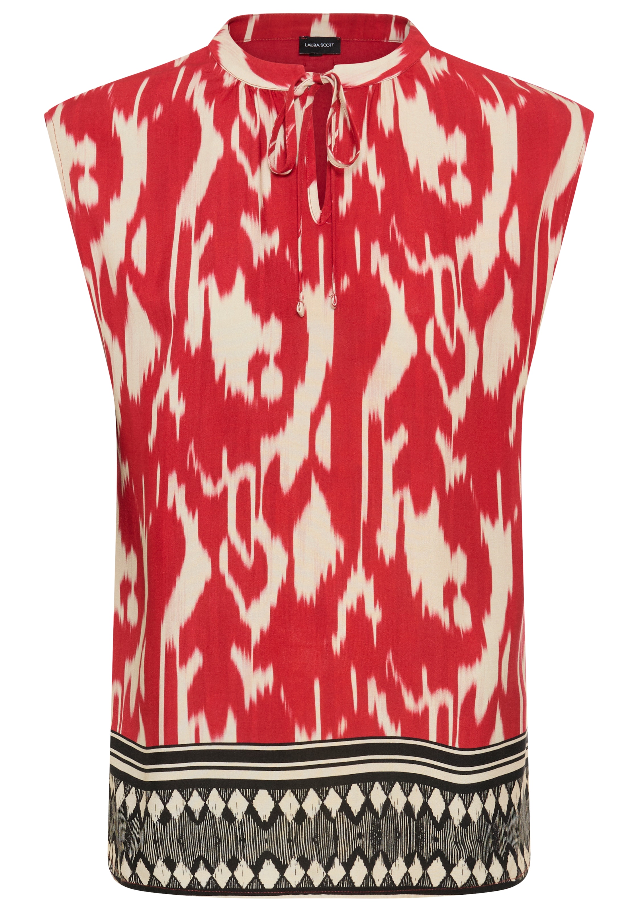 Laura Scott Shirtbluse gemustert mit Bordüren-Print , Kurzarm, aus Viskose