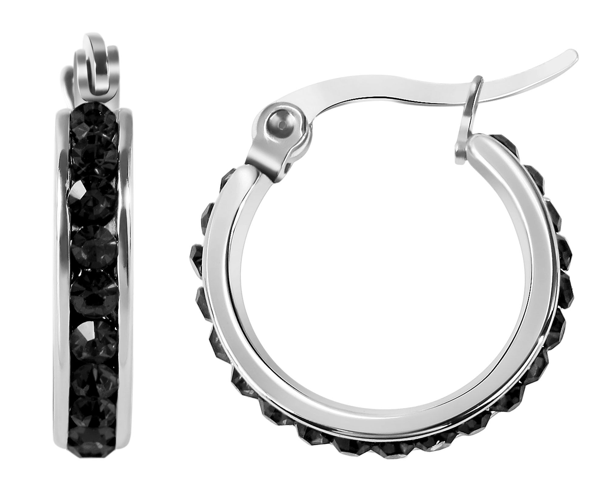 Adelia´s Paar Creolen »Damen Ohrringe ¿ Creole aus Edelstahl mit Strass Steinchen«