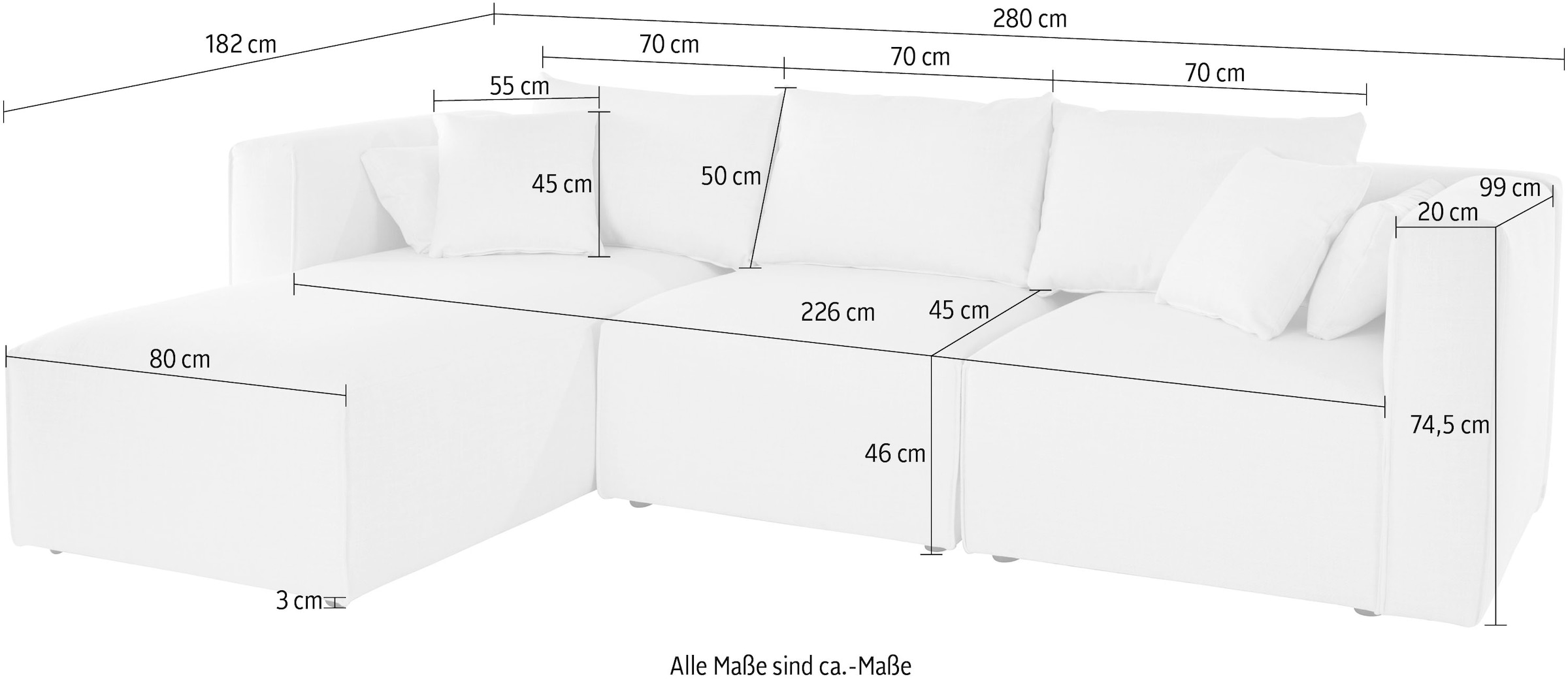 Guido Maria Kretschmer Home&Living Ecksofa »Comfine L-Form«, zusammengesetzt aus Modulen, 3 Bezugsqualitäten und viele Farben