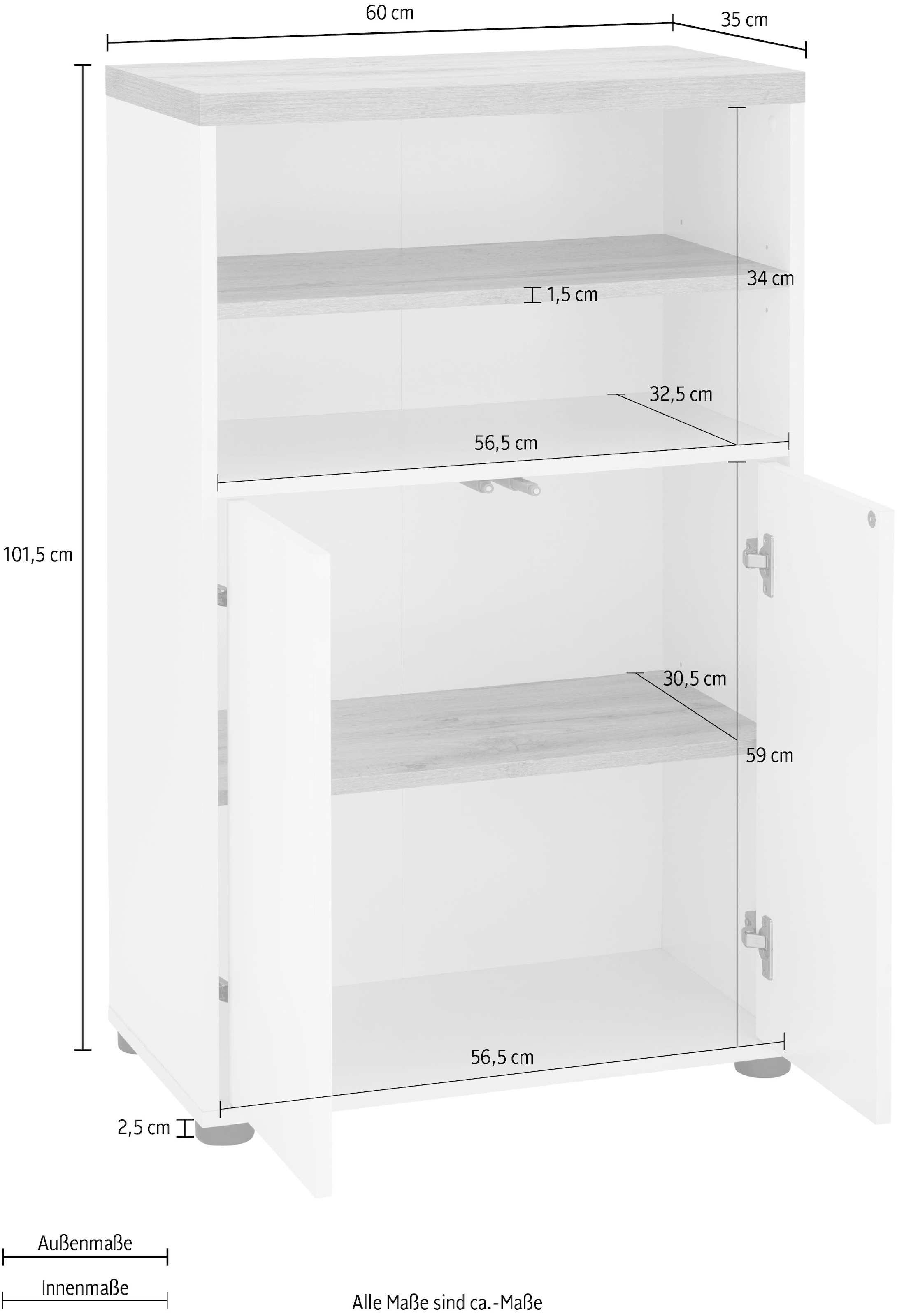 Places of Style Midischrank »Thessa«, mit Push-to-open Funktion, BxH: 60 x 101,5 cm