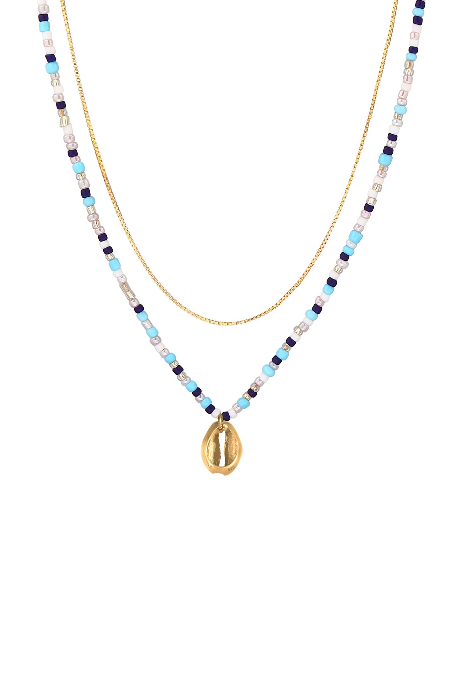 Elli Choker »Halskette Muschel Glas Beads Maritim Bunt 925 Silber«
