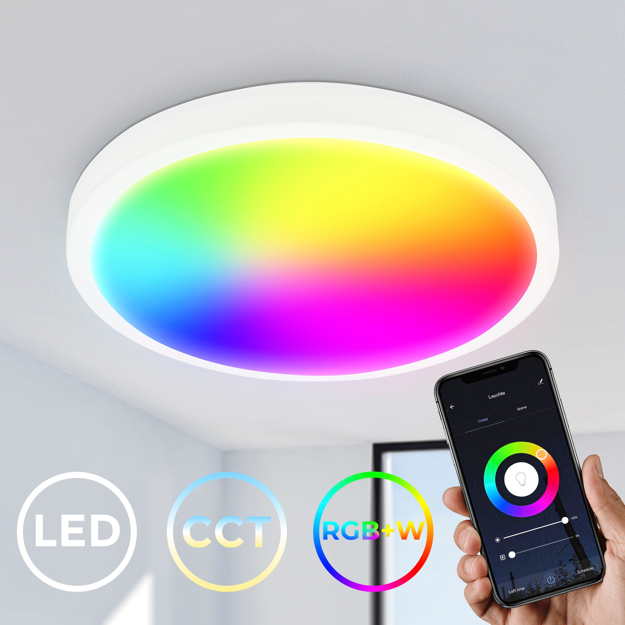 B.K.Licht LED Deckenleuchte »BK_DL1585 WiFi CCT LED Deckenleuchte mit App-Steuerung«, 1 flammig, Leuchtmittel LED-Modul | LED fest integriert, Inkl. Nachtlichtfunktion, Timerfunktion Memoryfunktion, Farbwechsel