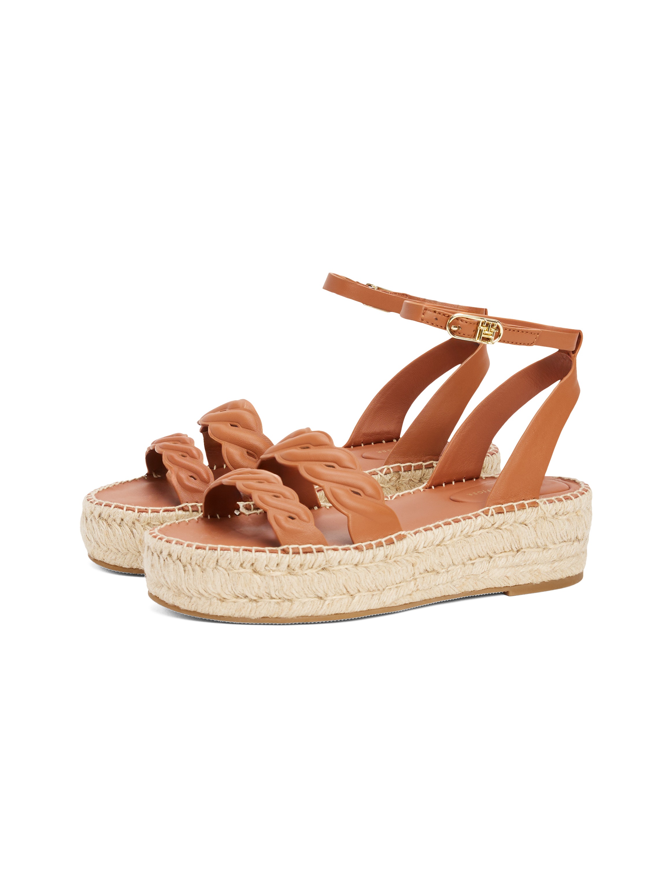 Tommy Hilfiger Keilsandalette »LEATHER ROPE REAL ESPAD SANDAL«, Plateau, Sommerschuh, Riemchensandale mit verstellbarer Schnalle