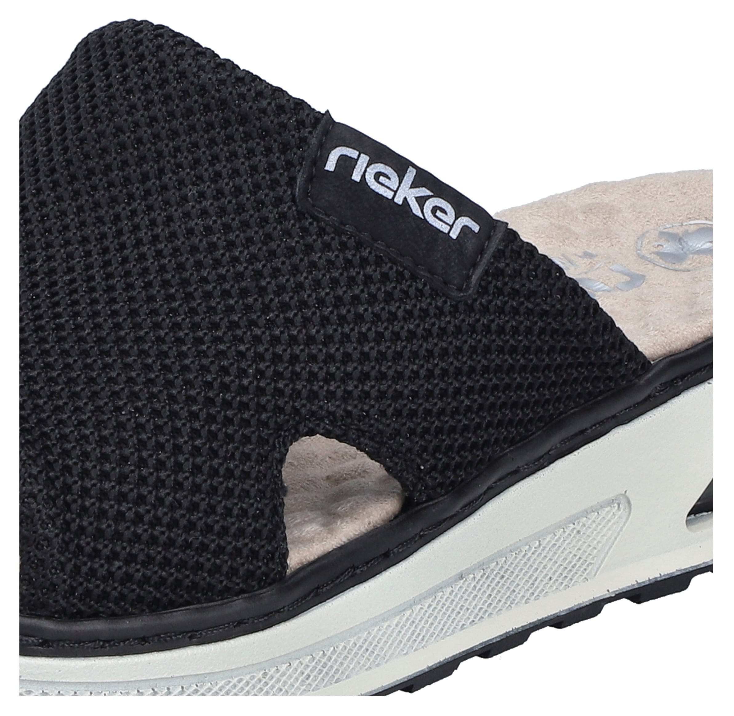 Rieker Pantolette, Sommerschuh, Hausschuh, Schlappen, Keilabsatz, in veganer Verarbeitung
