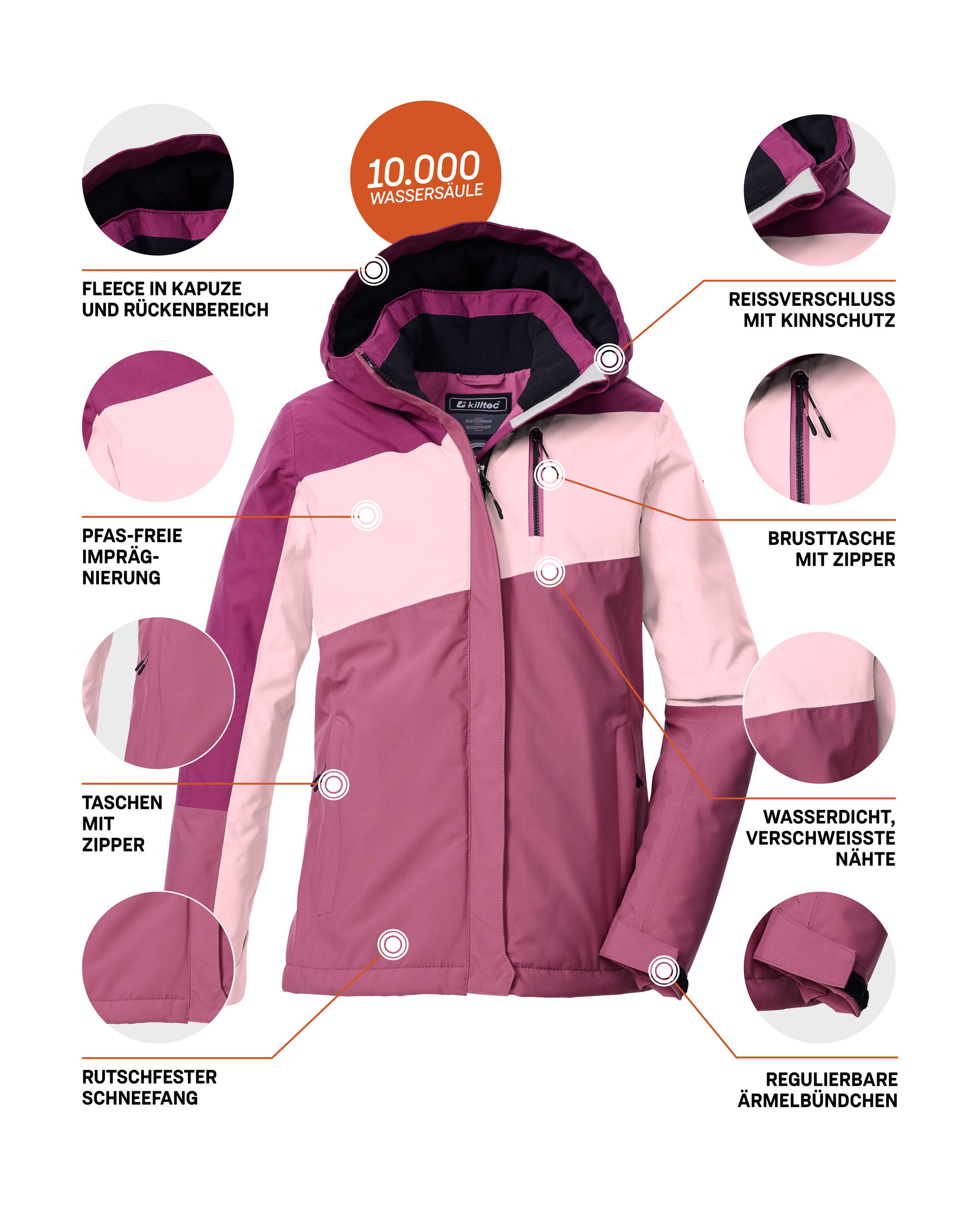 Killtec Funktionsjacke »KOW 218 GRLS JCKT«, Winddichte, wasserdichte Kinderjacke mit verstellbarer Kapuze