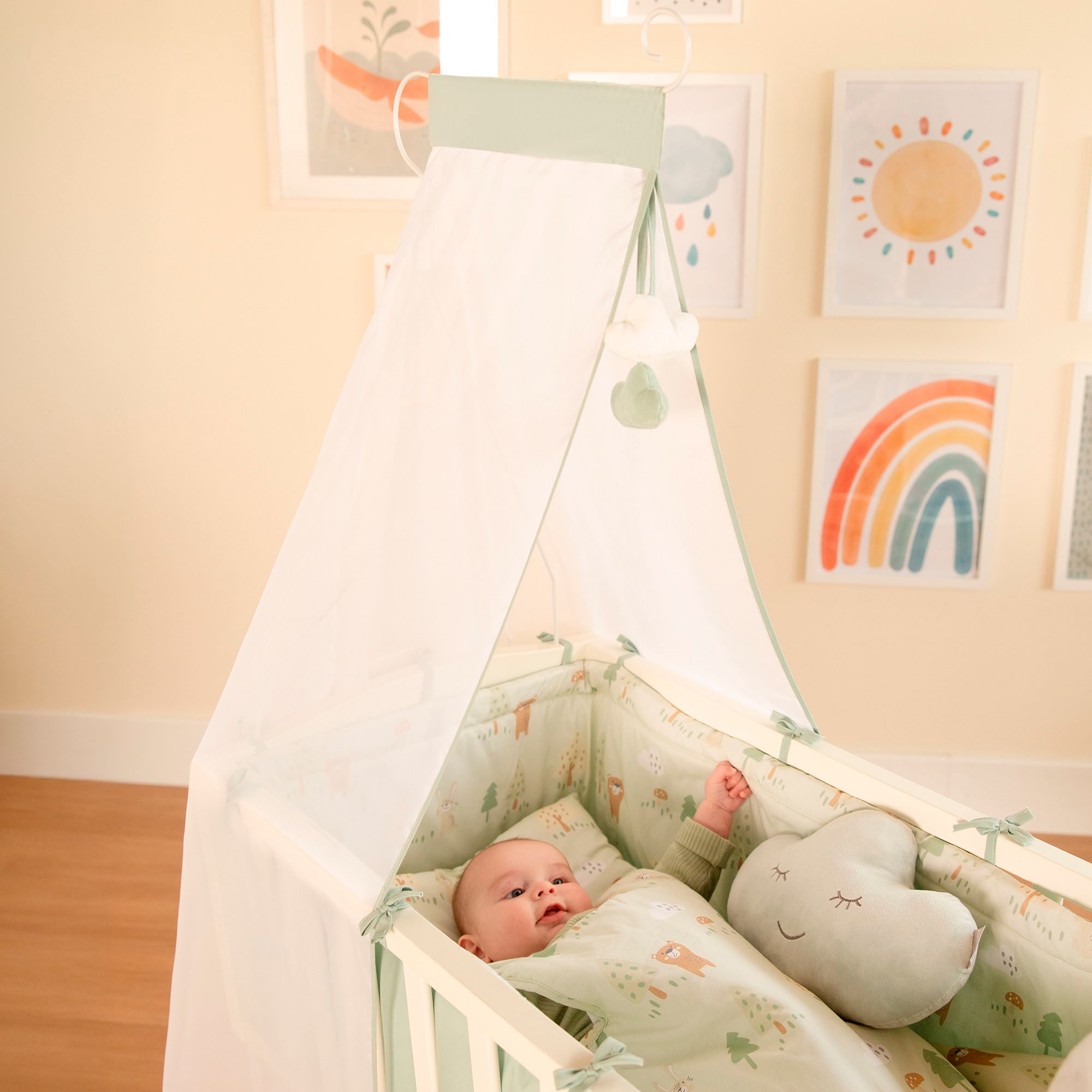 roba® Stubenbett »Woodland Buddies, Komplettwiegenset«, mit Komplettausstattung