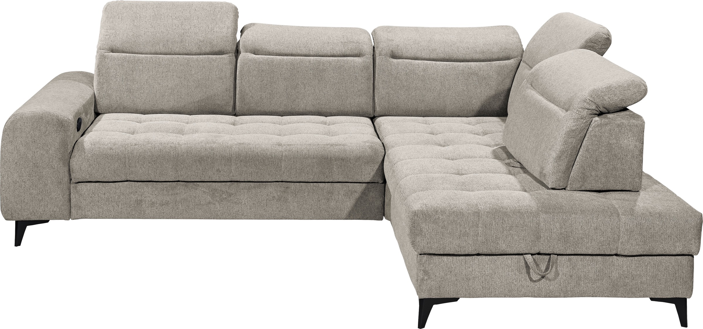 ED EXCITING DESIGN Ecksofa »Rockdale L-Form mit Bettfunktion, Bettkasten« Kopfteilverstellung, Sitztiefenverstellung & USB-Port