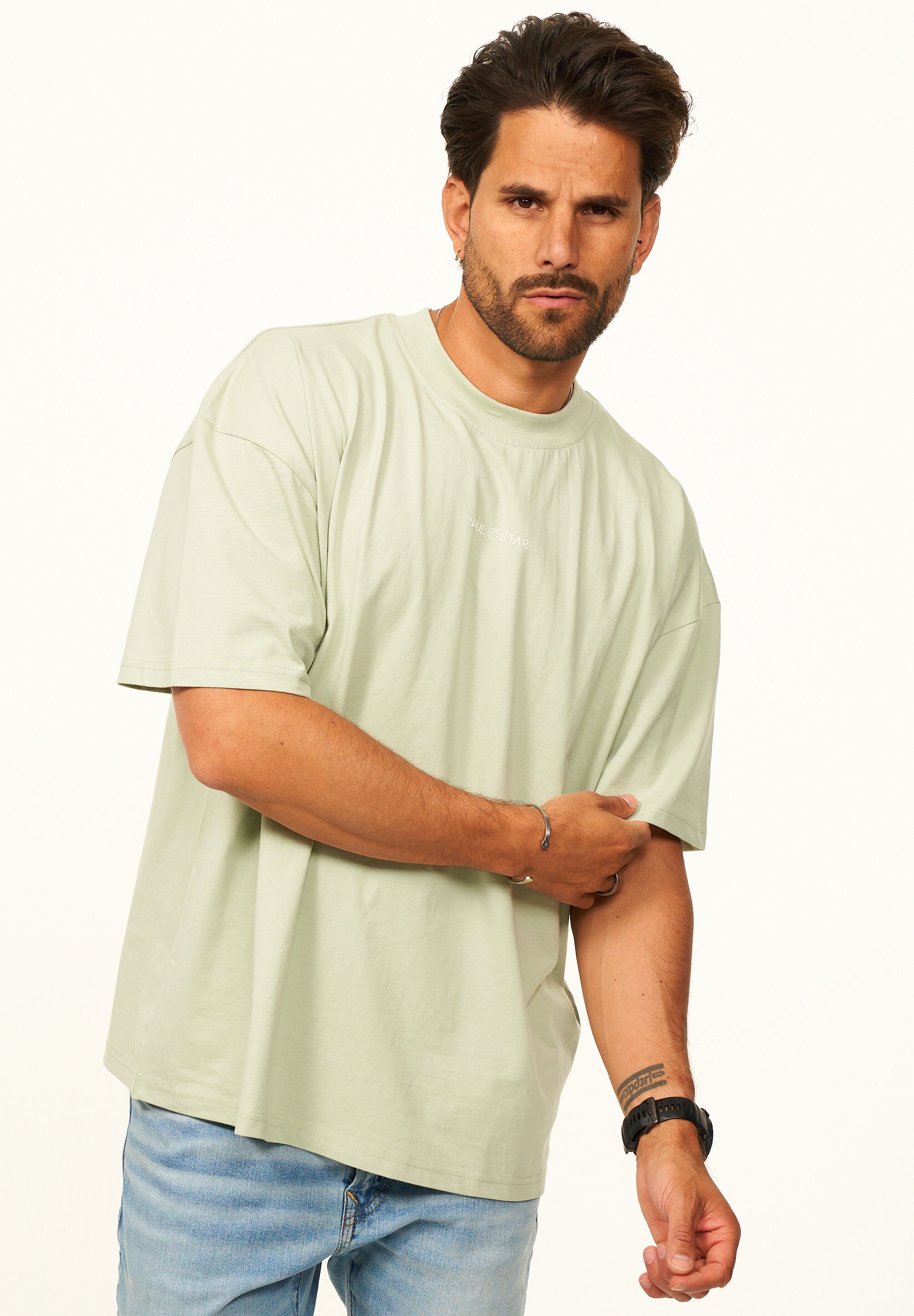 SOULSTAR T-Shirt »Kurzarm Oversize aus 100% Baumwolle mit Rundhalsausschnitt Crew Neck für Herren« Basic Oberteil Crew-Neck kurzärmlig aus 100% Baumwolle für Männer