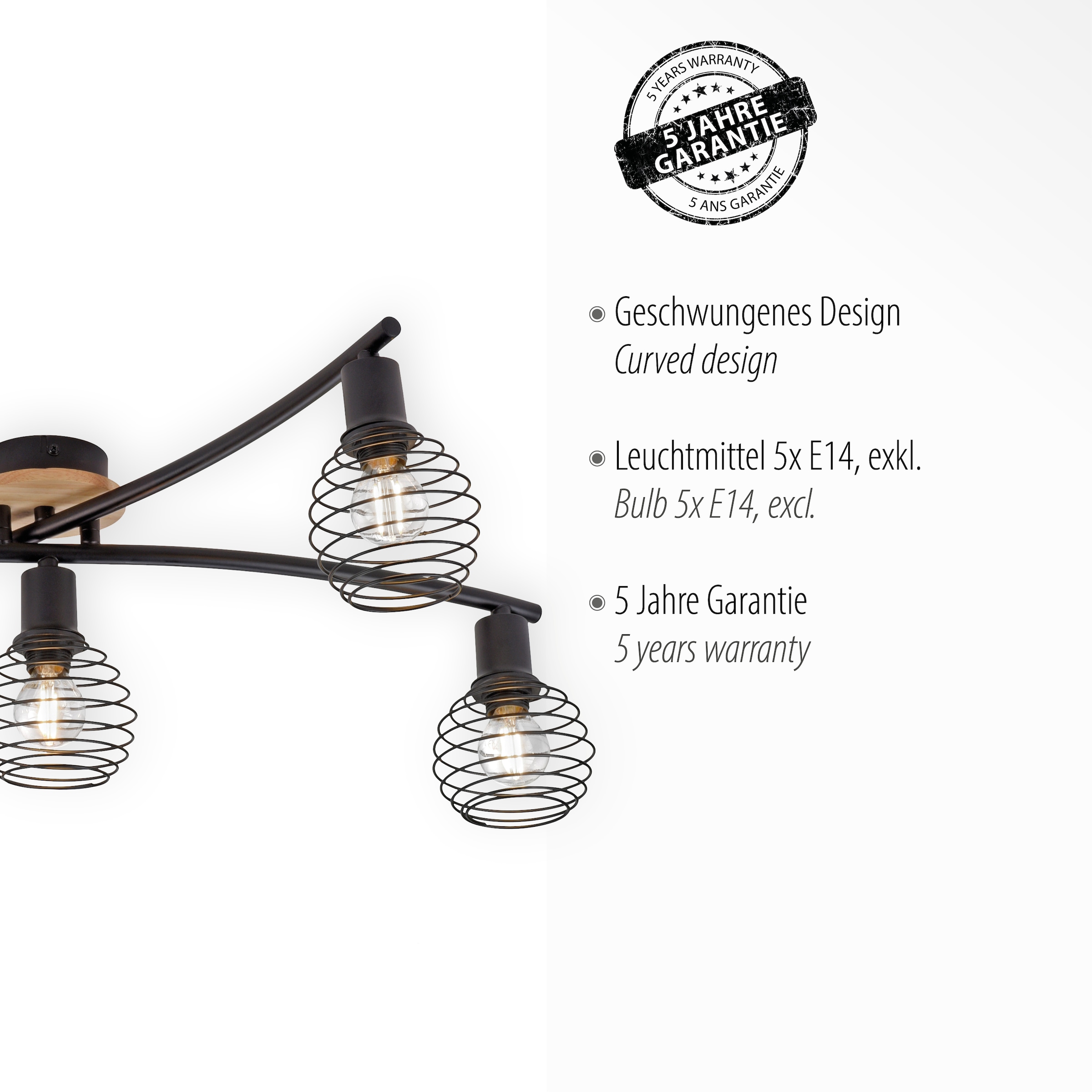 JUST LIGHT Deckenleuchte »EUGEN« E14 1 Stk. ExklusiveE14